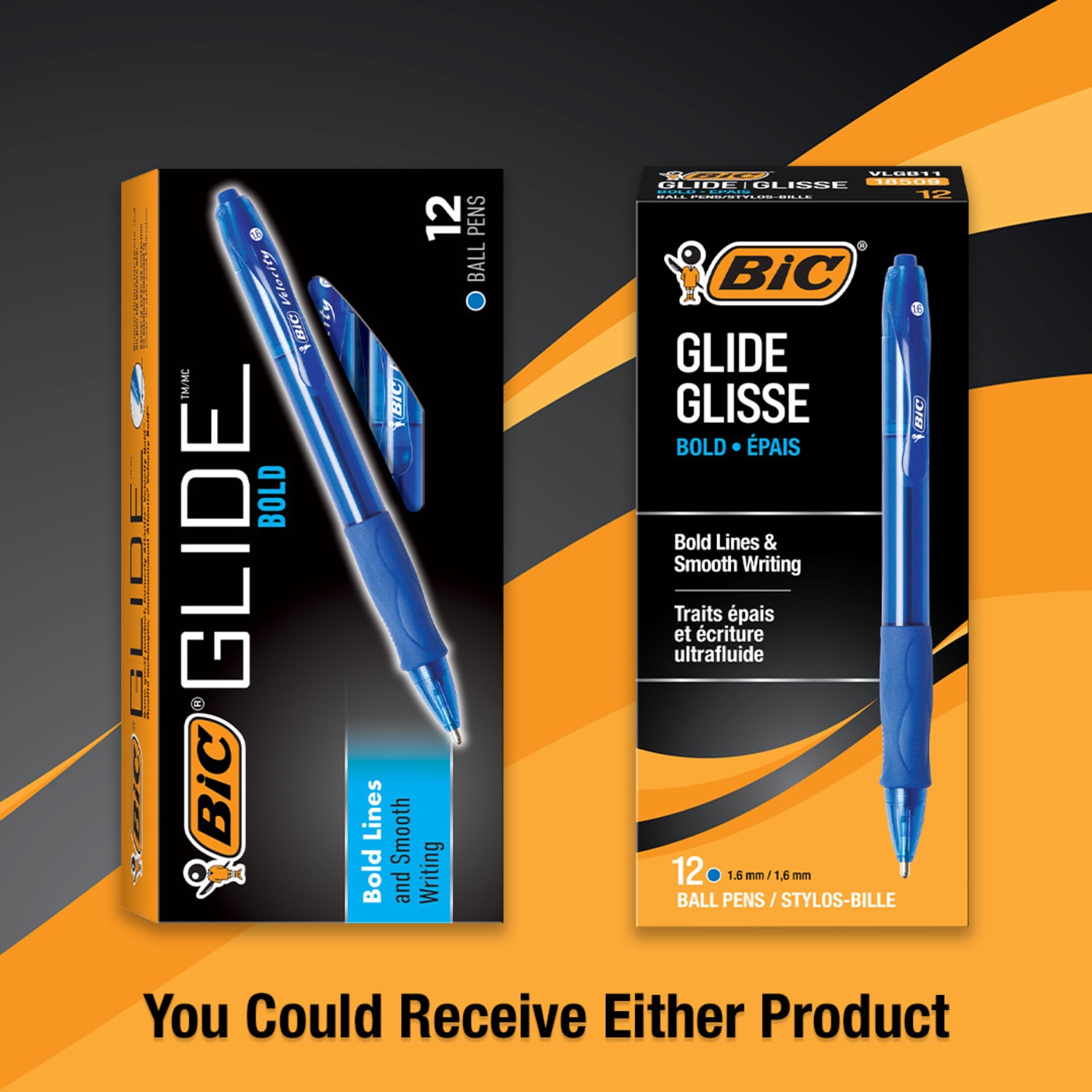 BIC Glide Bold Ballpoint Pens, Bold Point, 1.6 mm, Translucent Barrel, Blue Ink, Pack Of 12 Pens - Image 4