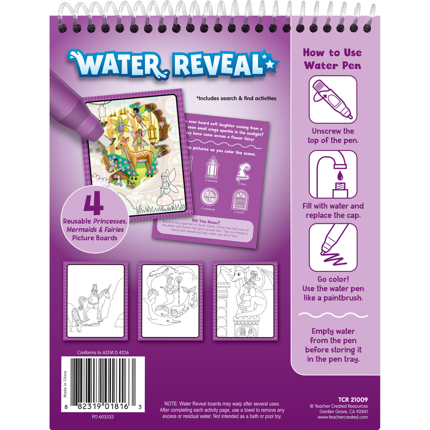 Teacher Created Resources Water Reveal Books, Princesses, Mermaids & Fairies, Bundle Of 6 Sets - Image 5