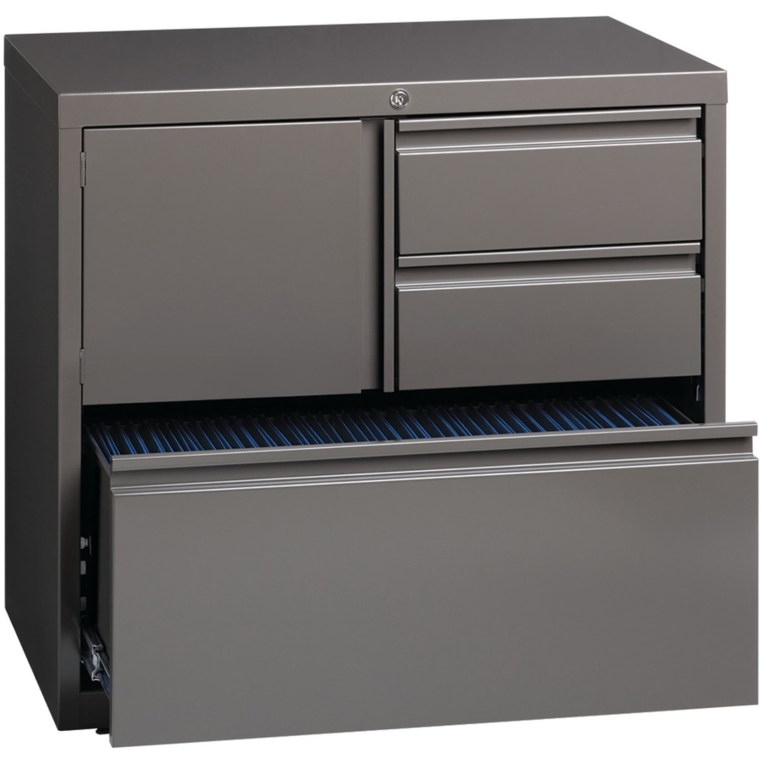 Lorell 30inW Steel Personal Storage Center With Lateral File Cabinet, Brown - Image 6