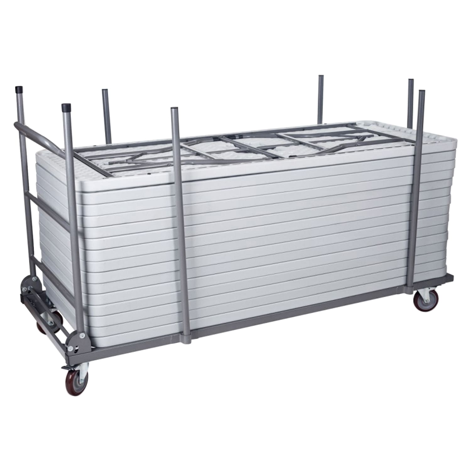 Lorell Table Cart, For Plastic Rectangular Folding Tables, Charcoal - Image 4