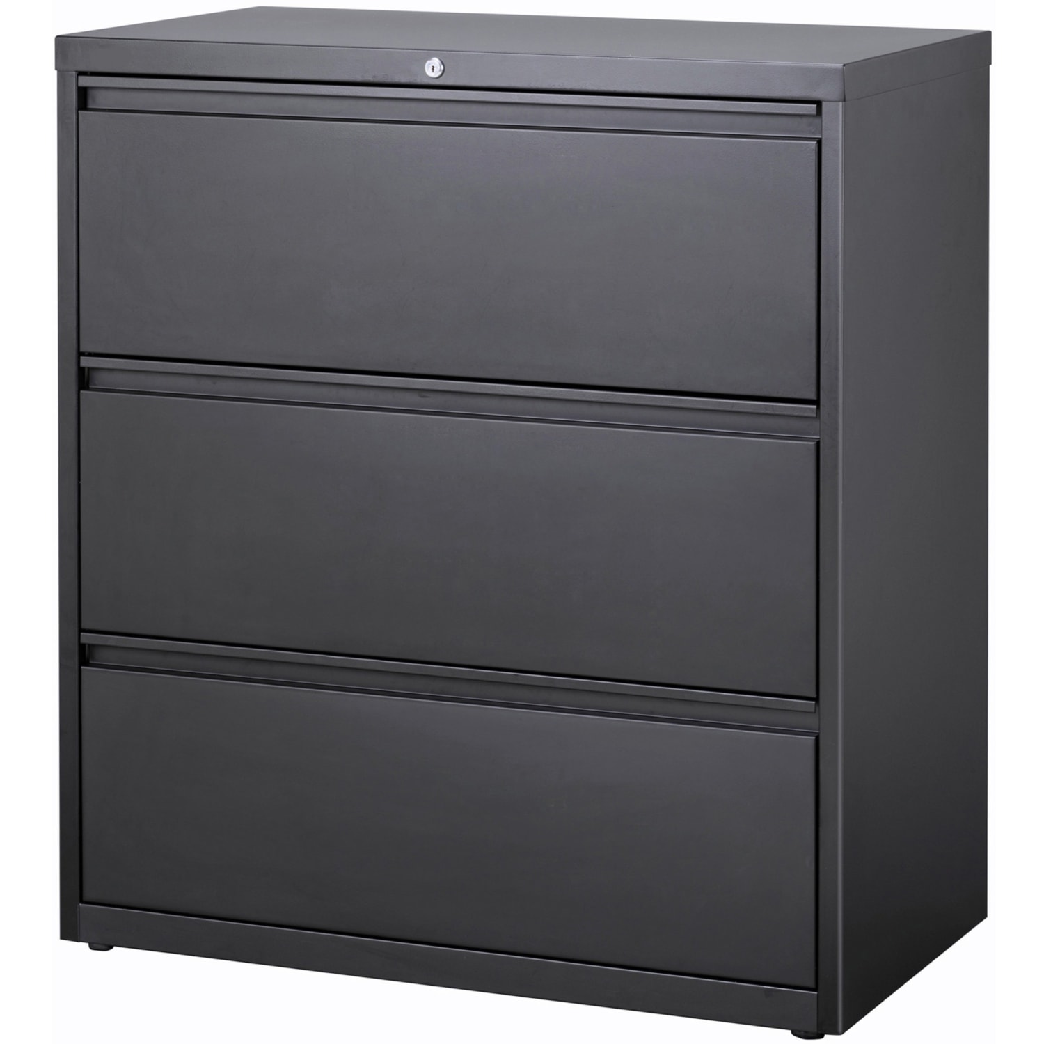 Lorell 36inW x 18-8/10inD Lateral 3-Drawer Hanging File Cabinet, Charcoal - Image 3