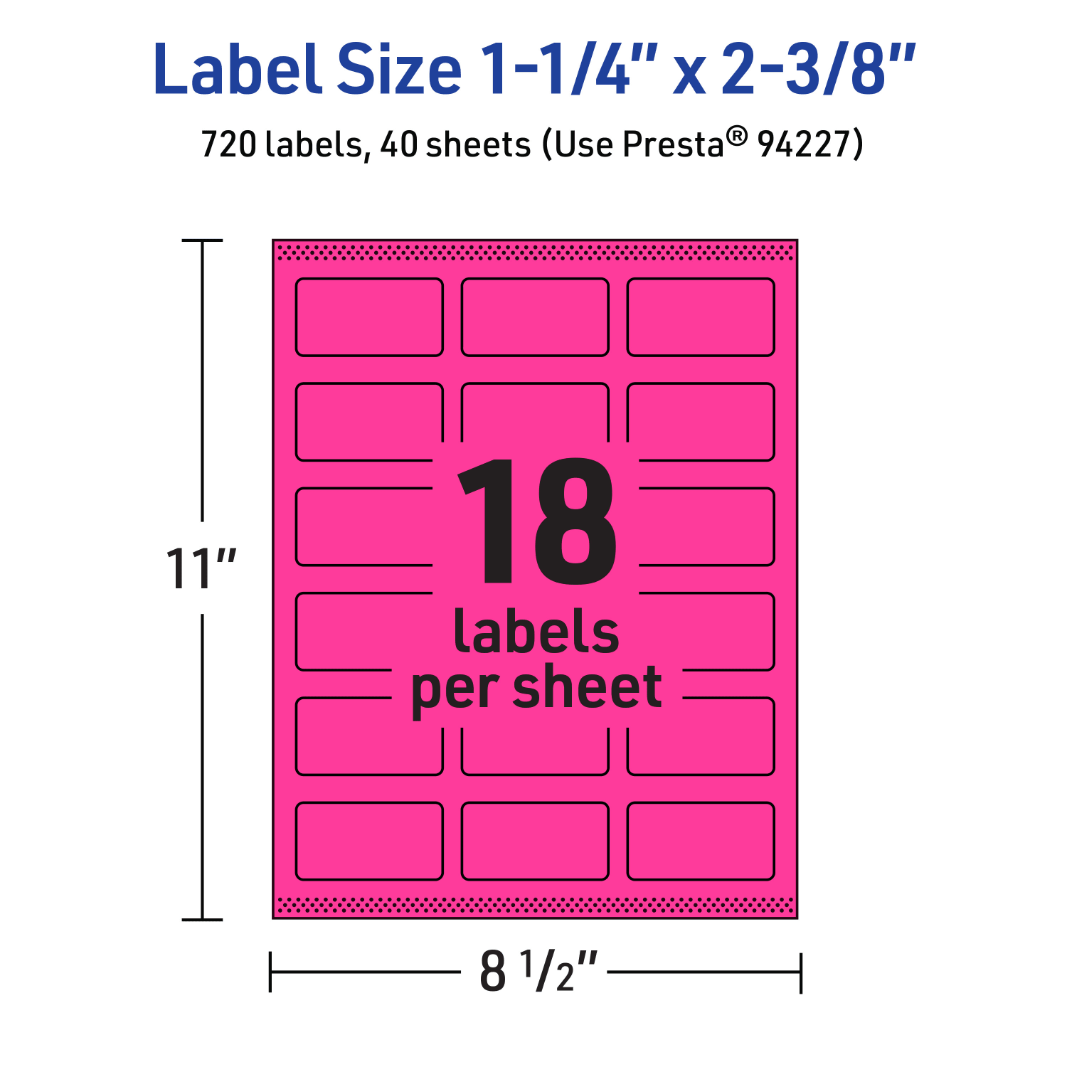 Avery Print-To-The-Edge Labels With Sure Feed Technology And Easy Peel, 94227-NMP40, Rectangle, 1-1/4in x 2-3/8in, Matte Neon Magenta, Pack of 720 - Image 6