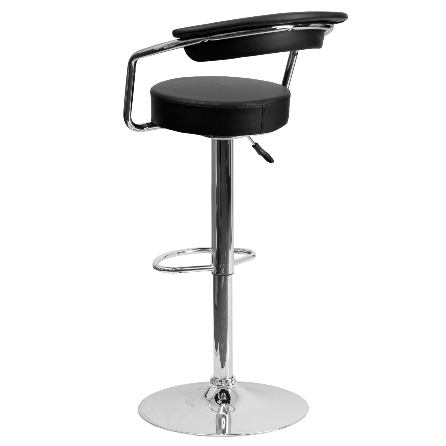 Flash Furniture Contemporary Vinyl Adjustable Height Barstool with Arms and Chrome Base, Black - Image 5