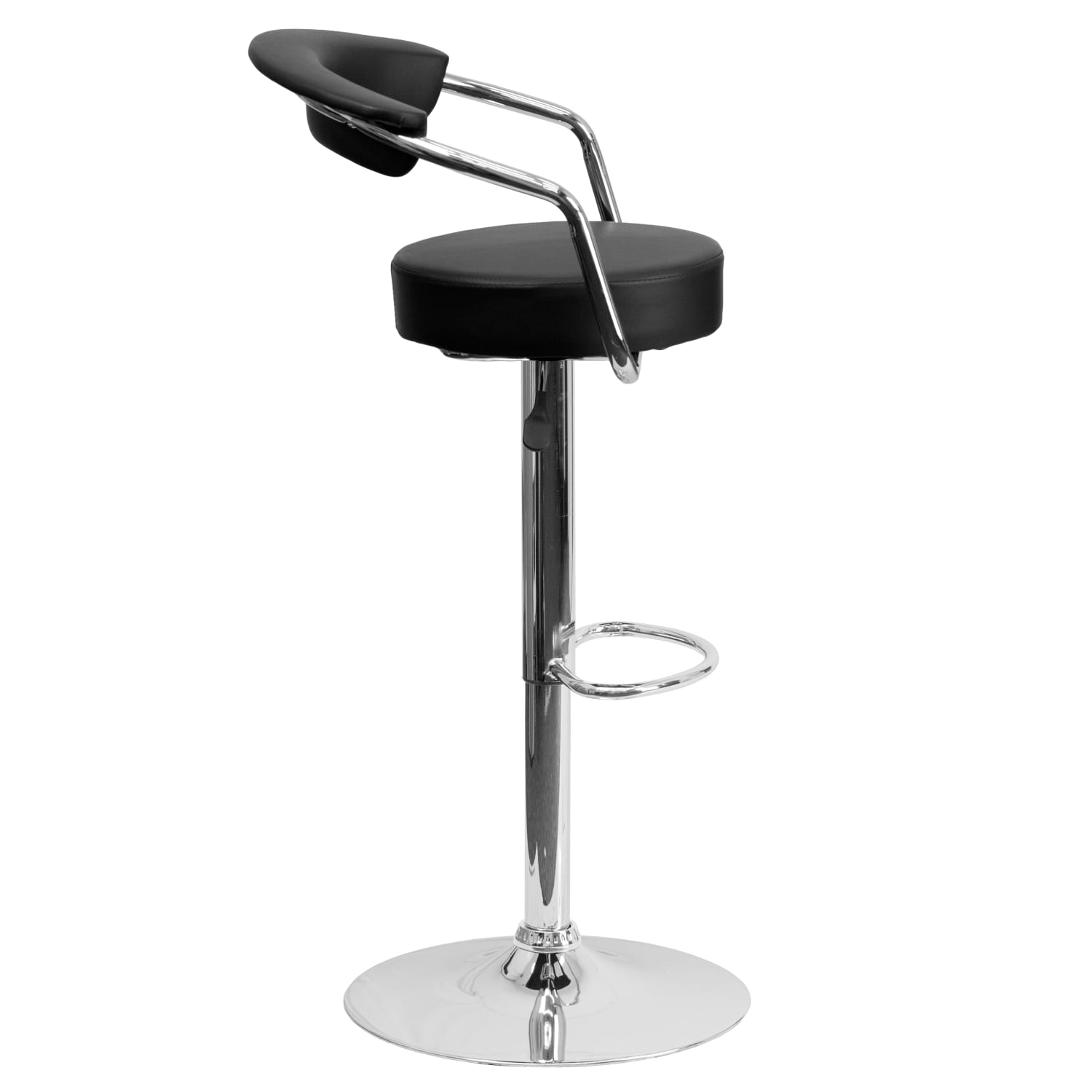 Flash Furniture Contemporary Vinyl Adjustable Height Barstool with Arms and Chrome Base, Black - Image 6