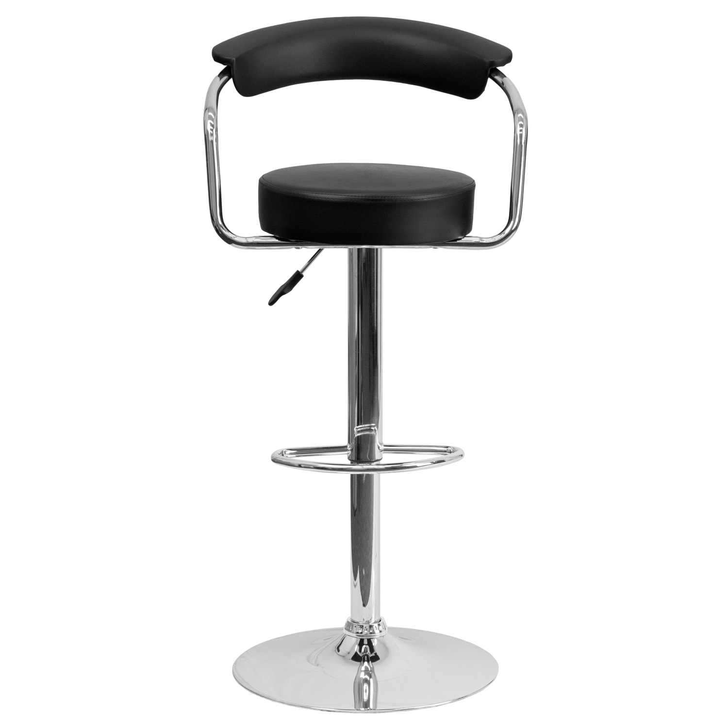 Flash Furniture Contemporary Vinyl Adjustable Height Barstool with Arms and Chrome Base, Black - Image 7