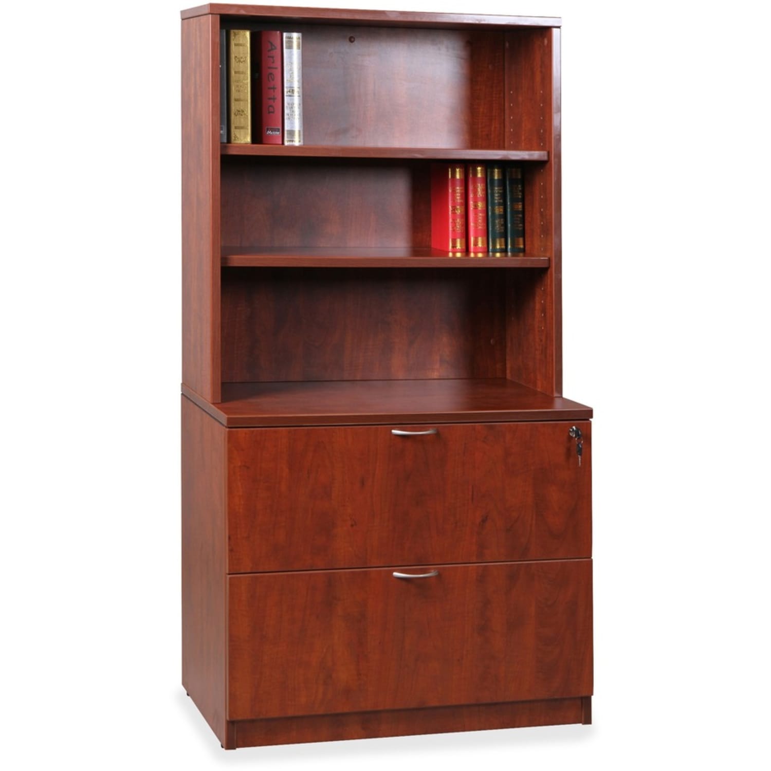 Lorell Essentials Series Stack-On Modular Shelving Bookcase, 36inH x 36inW x 15inD, Cherry - Image 5