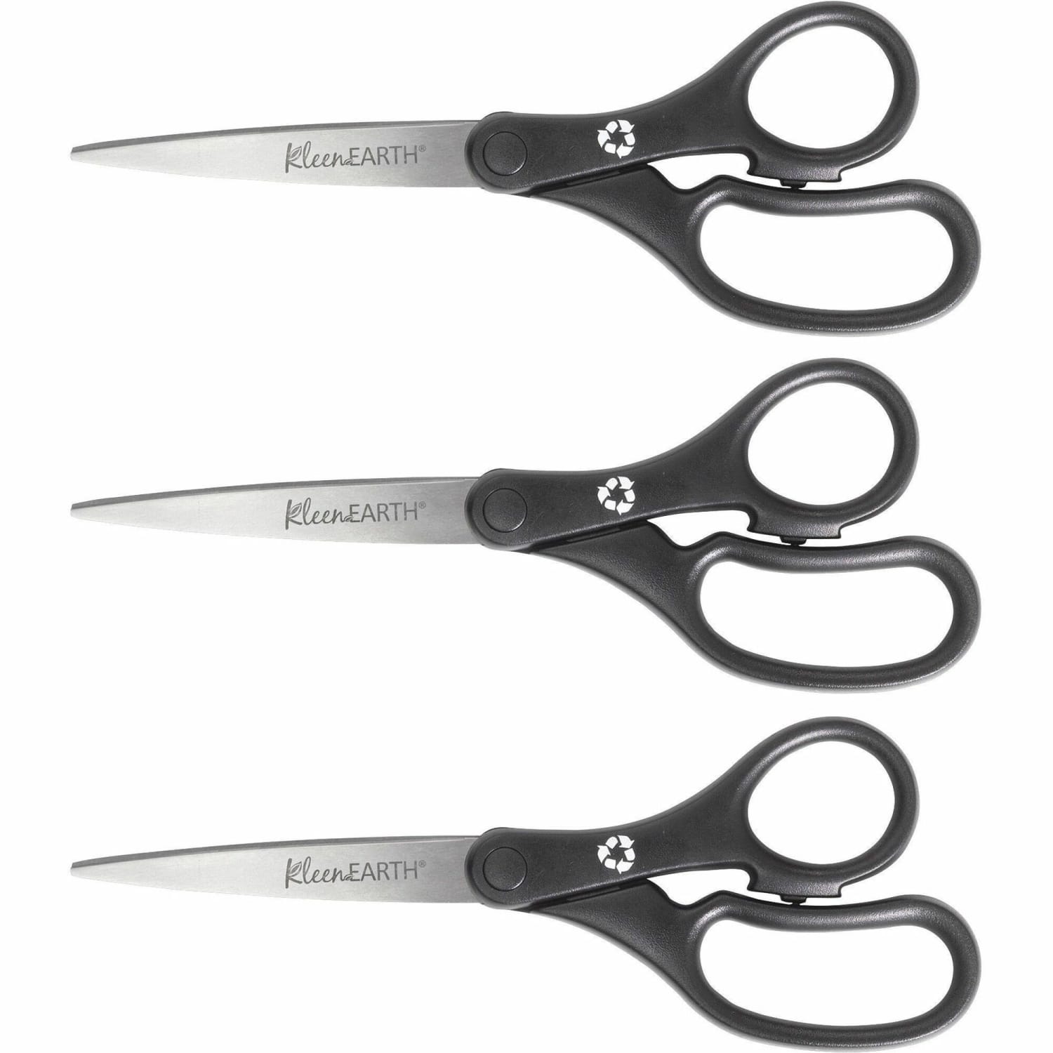 Westcott KleenEarth 8in Basic Recycled Straight Scissors - 8in Overall Length - Straight - Stainless Steel - Black - 1 Pack