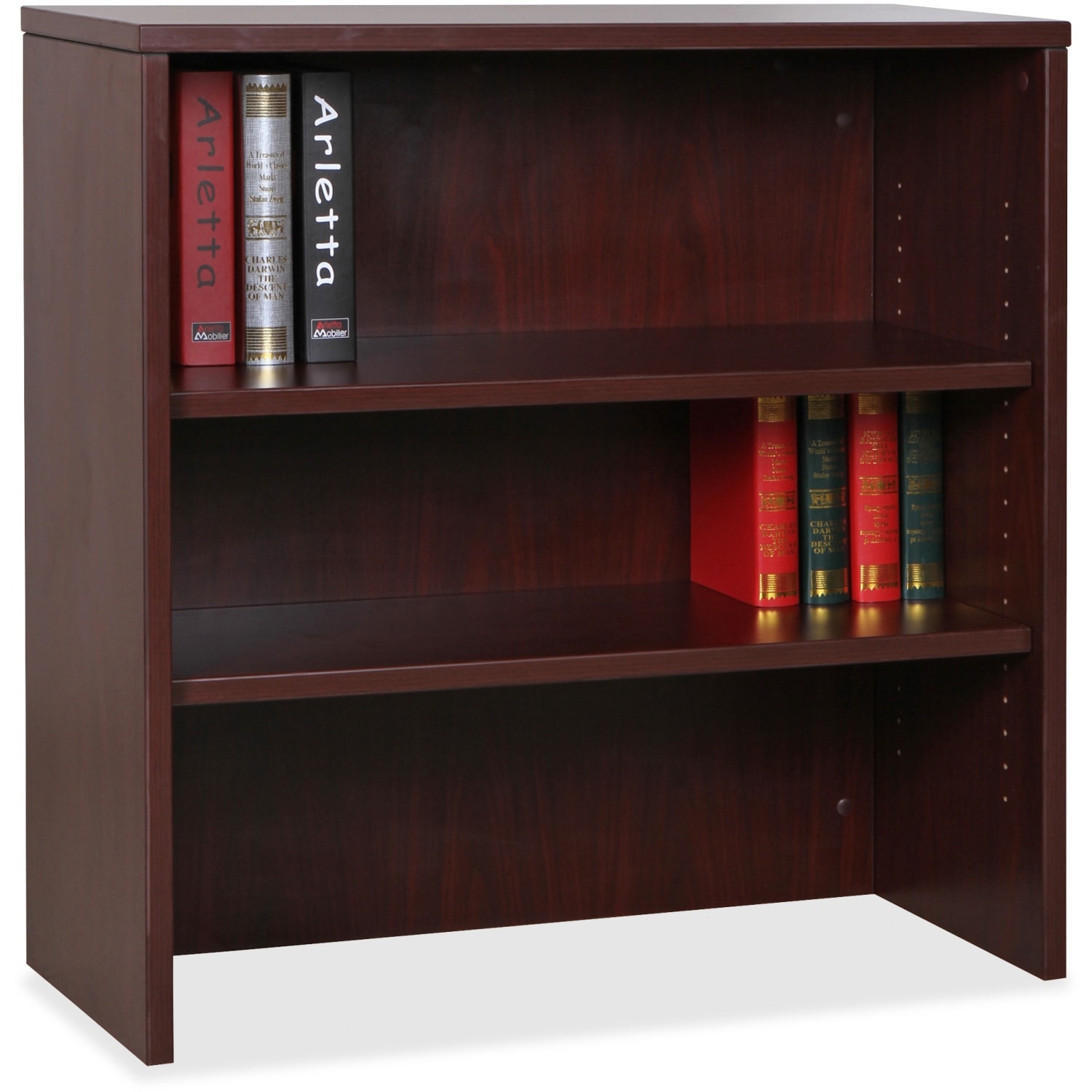 Lorell Essentials Series Stack-On Modular Shelving Bookcase, 36inH x 36inW x 15inD, Mahogany - Image 4
