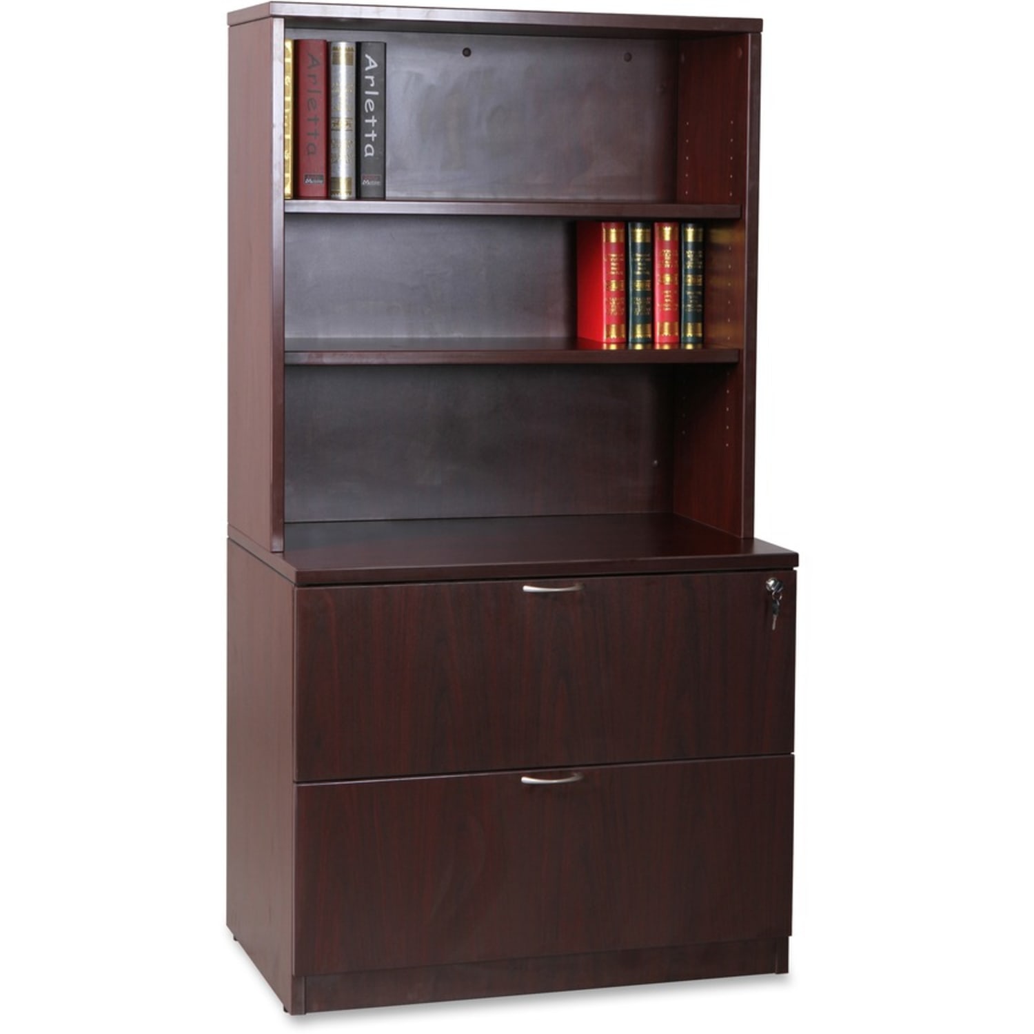 Lorell Essentials Series Stack-On Modular Shelving Bookcase, 36inH x 36inW x 15inD, Mahogany - Image 5