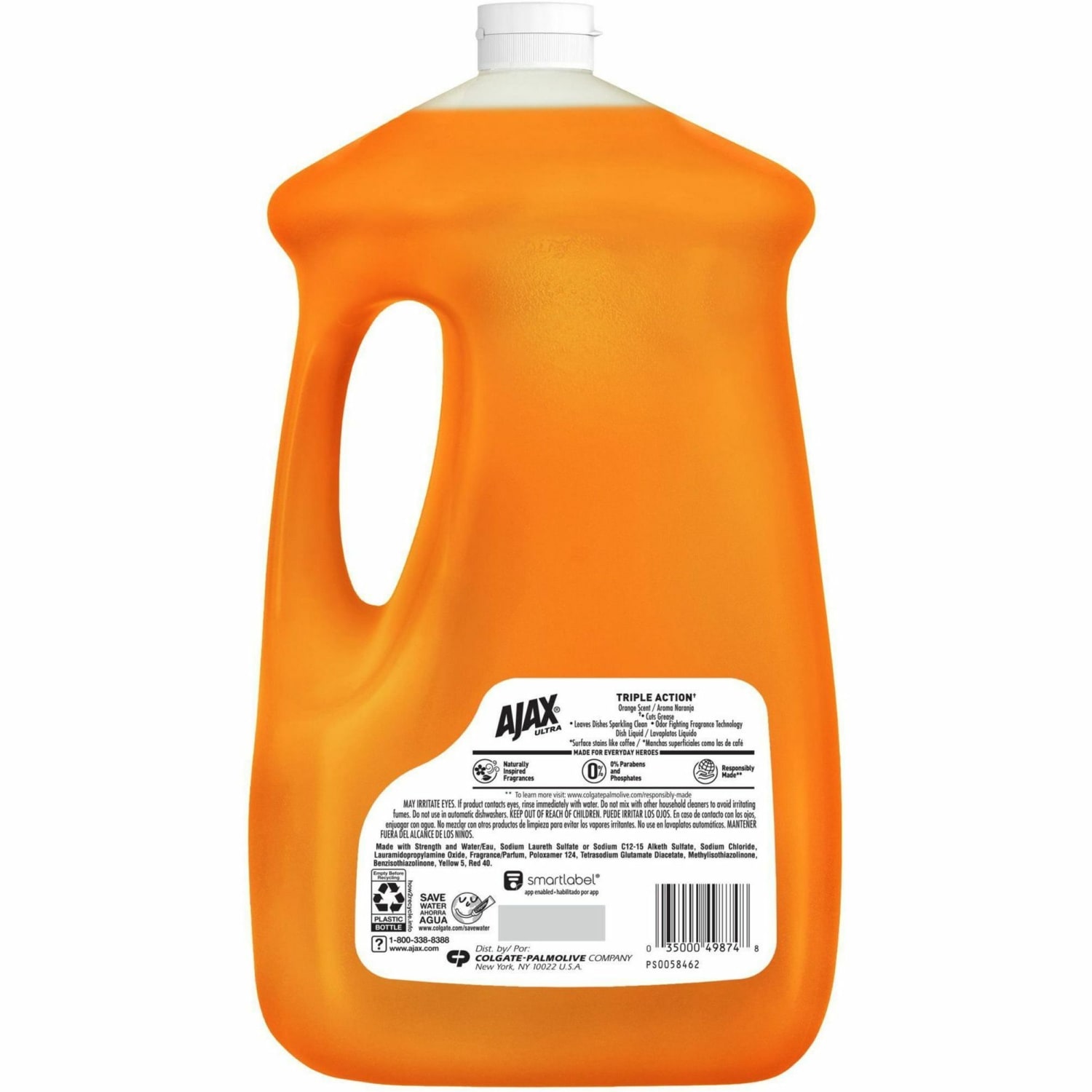 AJAX Triple Action Dish Soap - 90 fl oz (2.8 quart) - Orange Scent - Pleasant Scent, Phosphate-free, Kosher-free - Orange - 4 / Carton - Image 3