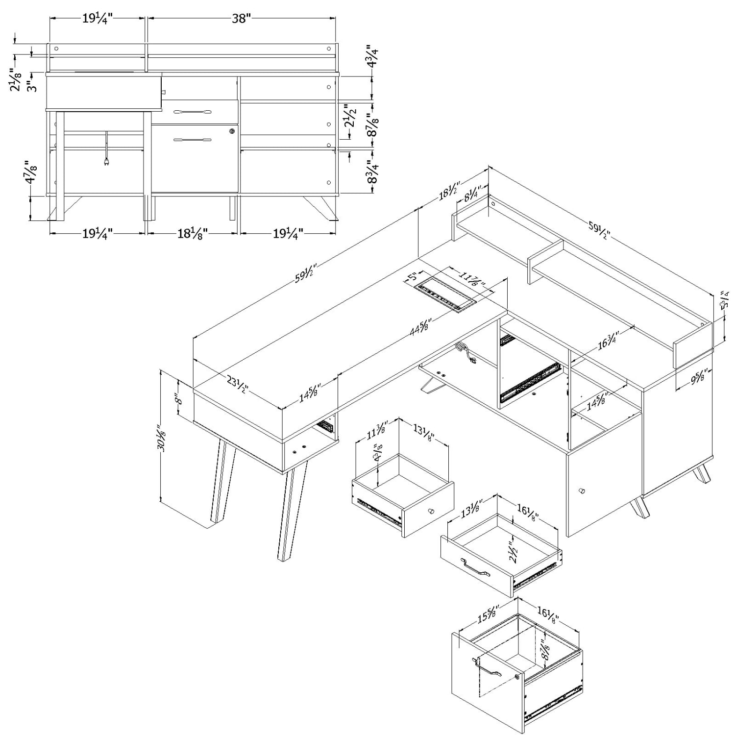 South Shore Helsy 78inW L-Shaped Computer Desk, Soft Elm/Pure White - Image 5