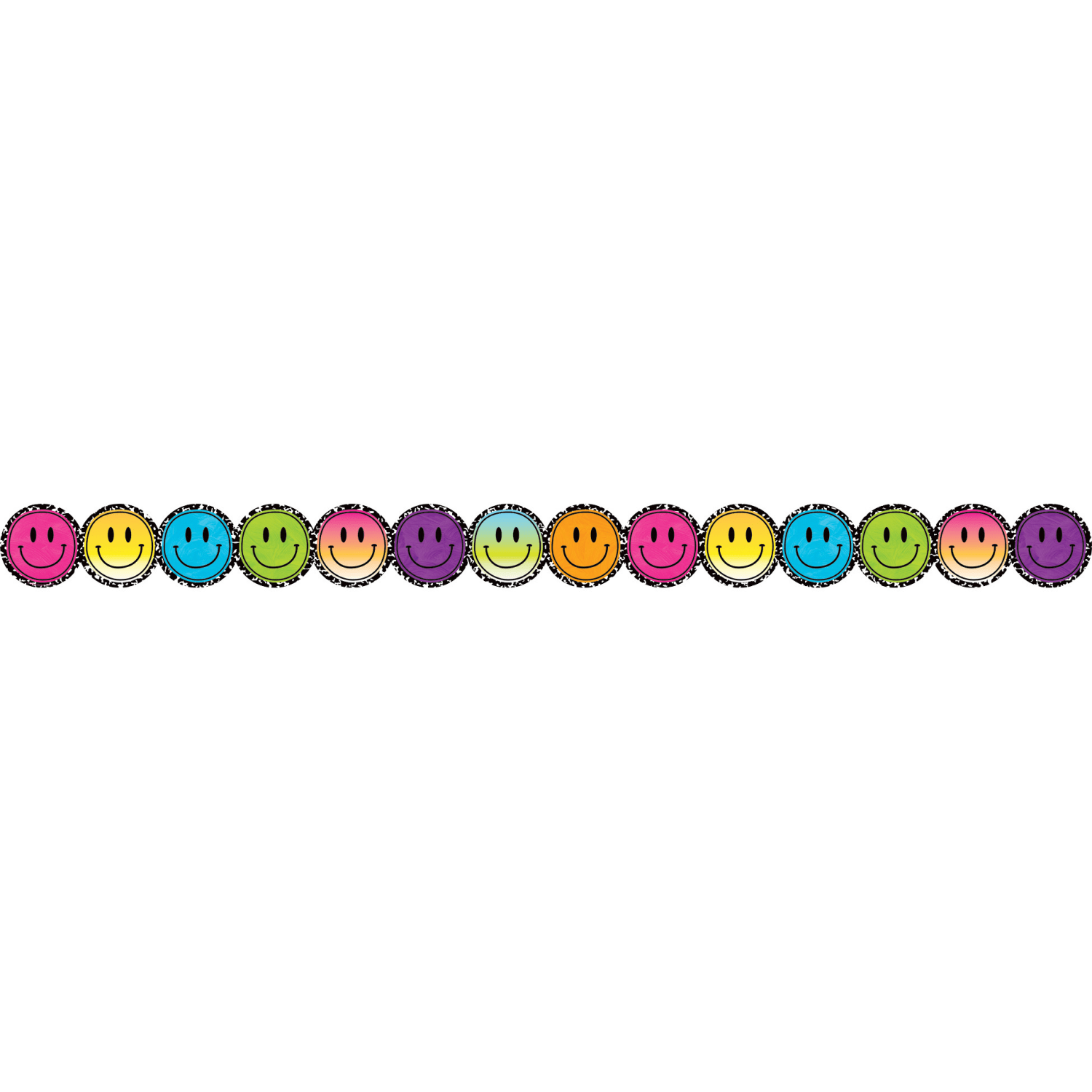 Teacher Created Resources Die-Cut Border Trim, Brights 4Ever Smiley Faces, 35ft Per Pack, Set Of 6 Packs - Image 4