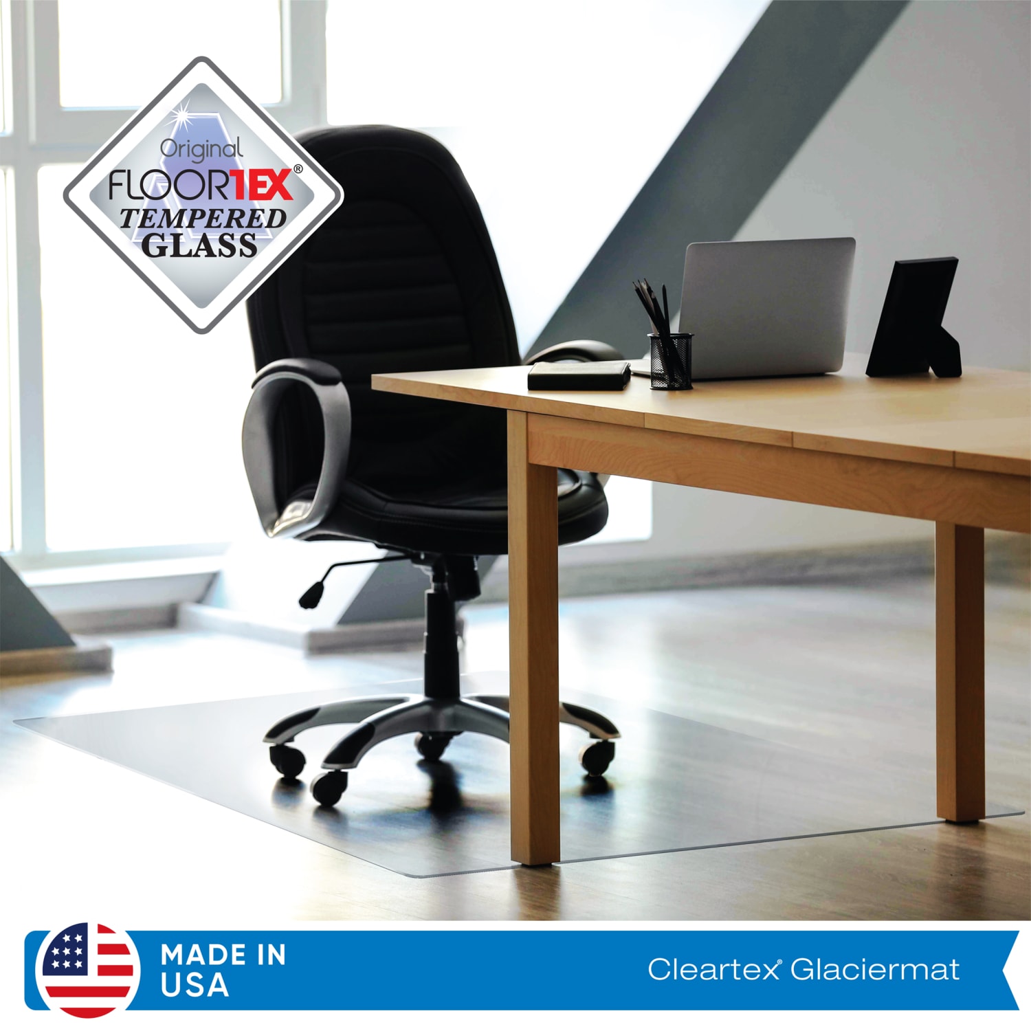 Floortex Glaciermat Heavy-Duty Glass Chair Mat For Hard Floors And Carpets, 36in x 42in, Crystal Clear - Image 4