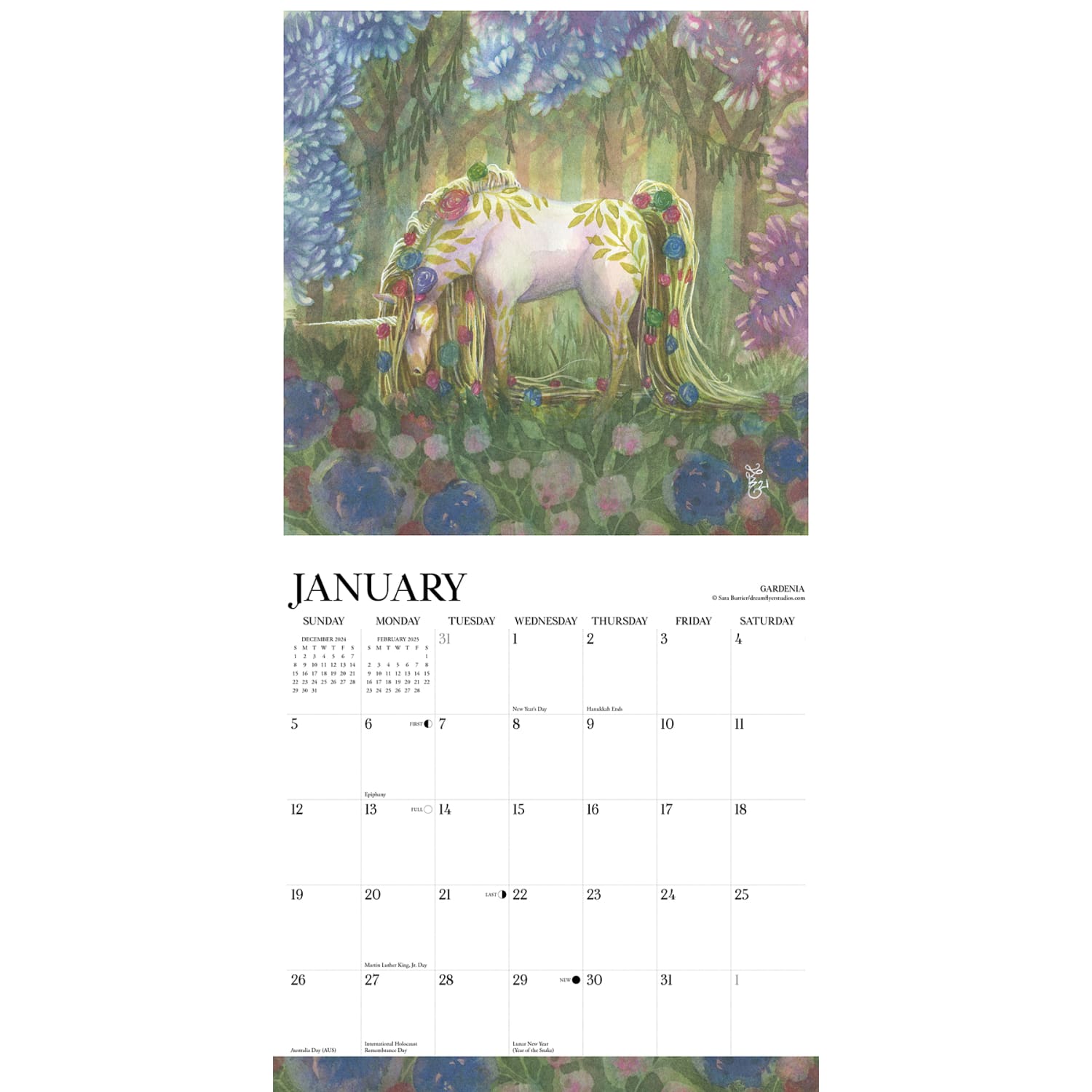 2025 Willow Creek Press Wall Calendar, 12in x 12in, Unicorns By Sara Burner, January 2025 To December 2025, 45220 - Image 3