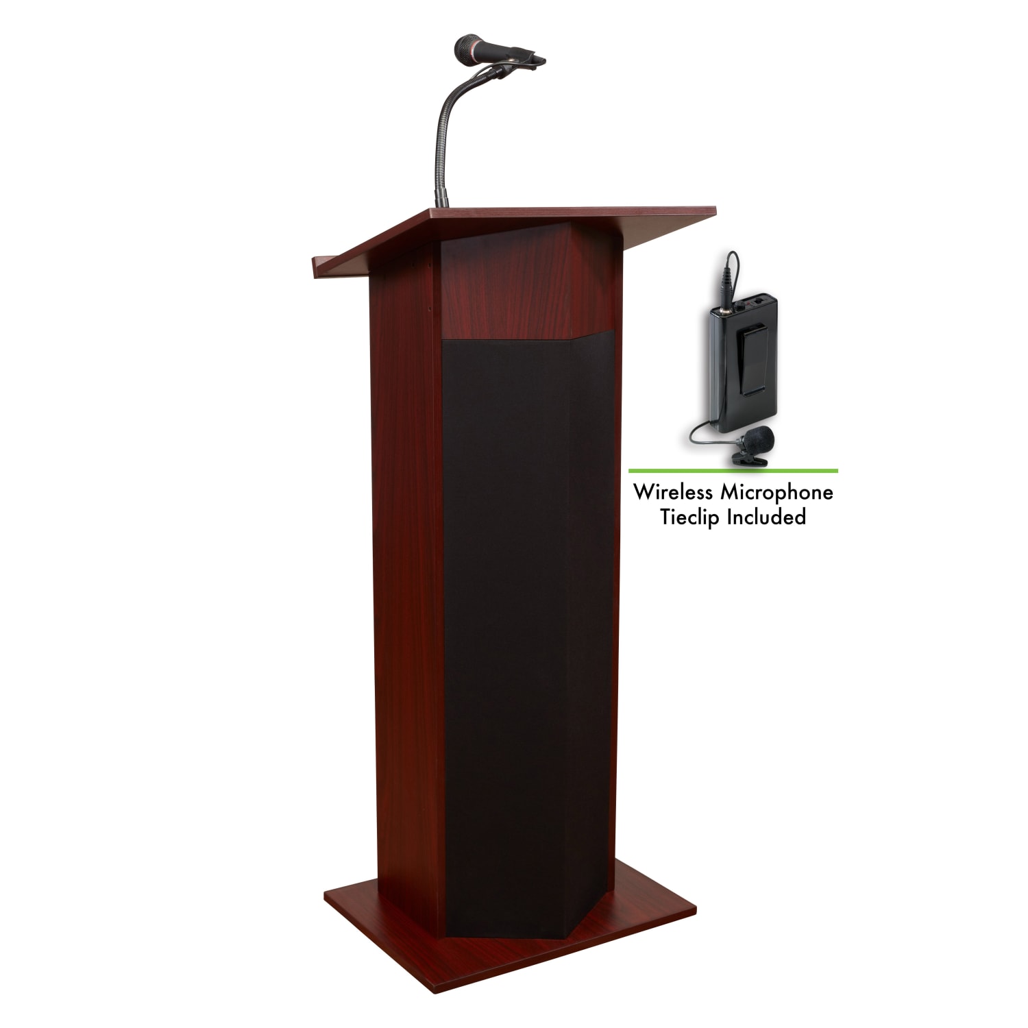 Oklahoma Sound? The Power Plus Lectern With Wireless Tie Clip/Lavalier Microphone, Medium Oak - Image 3