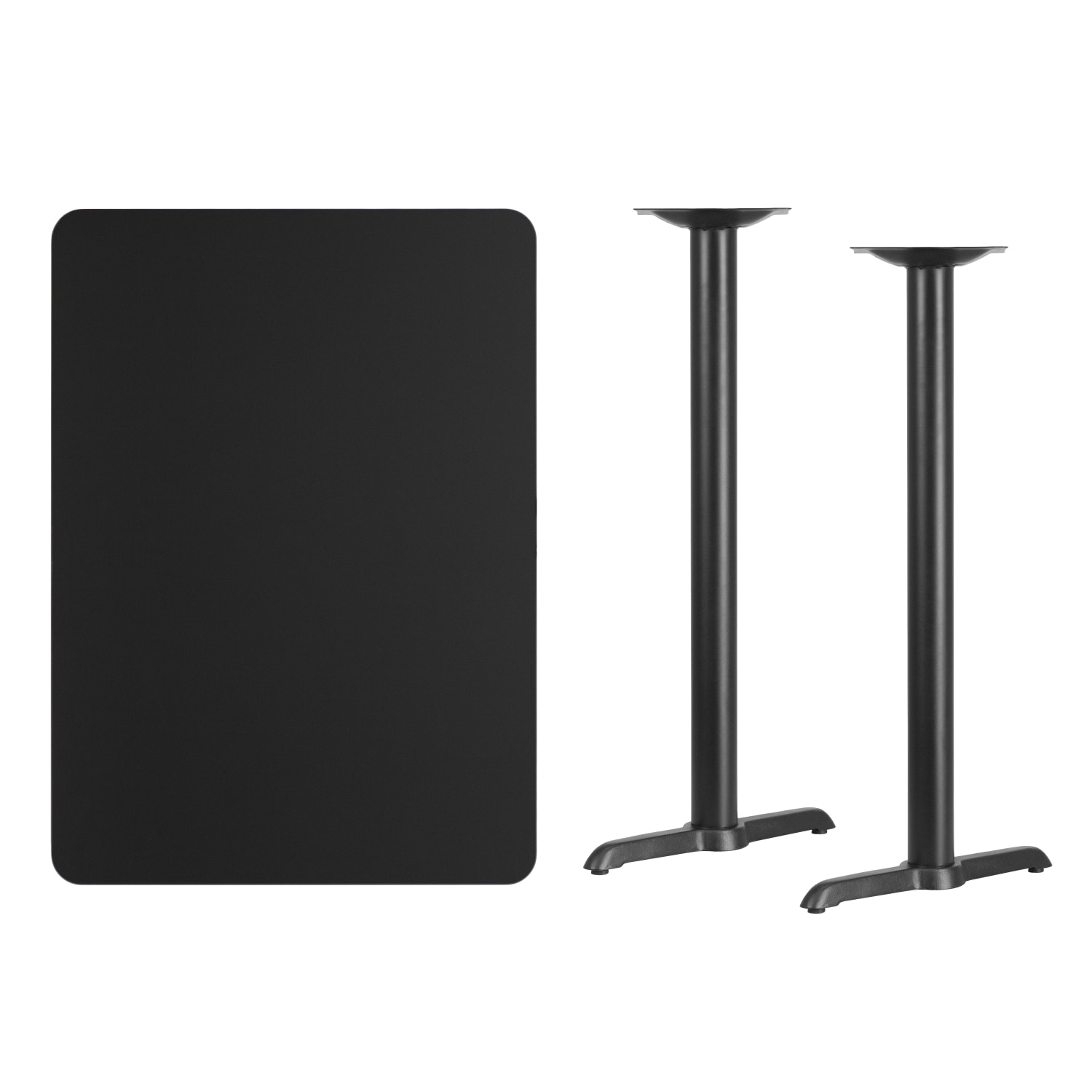 Flash Furniture Laminate Rectangular Table Top With Bar-Height Table Bases, 43-1/8inH x 30inW x 42inD, Black - Image 5