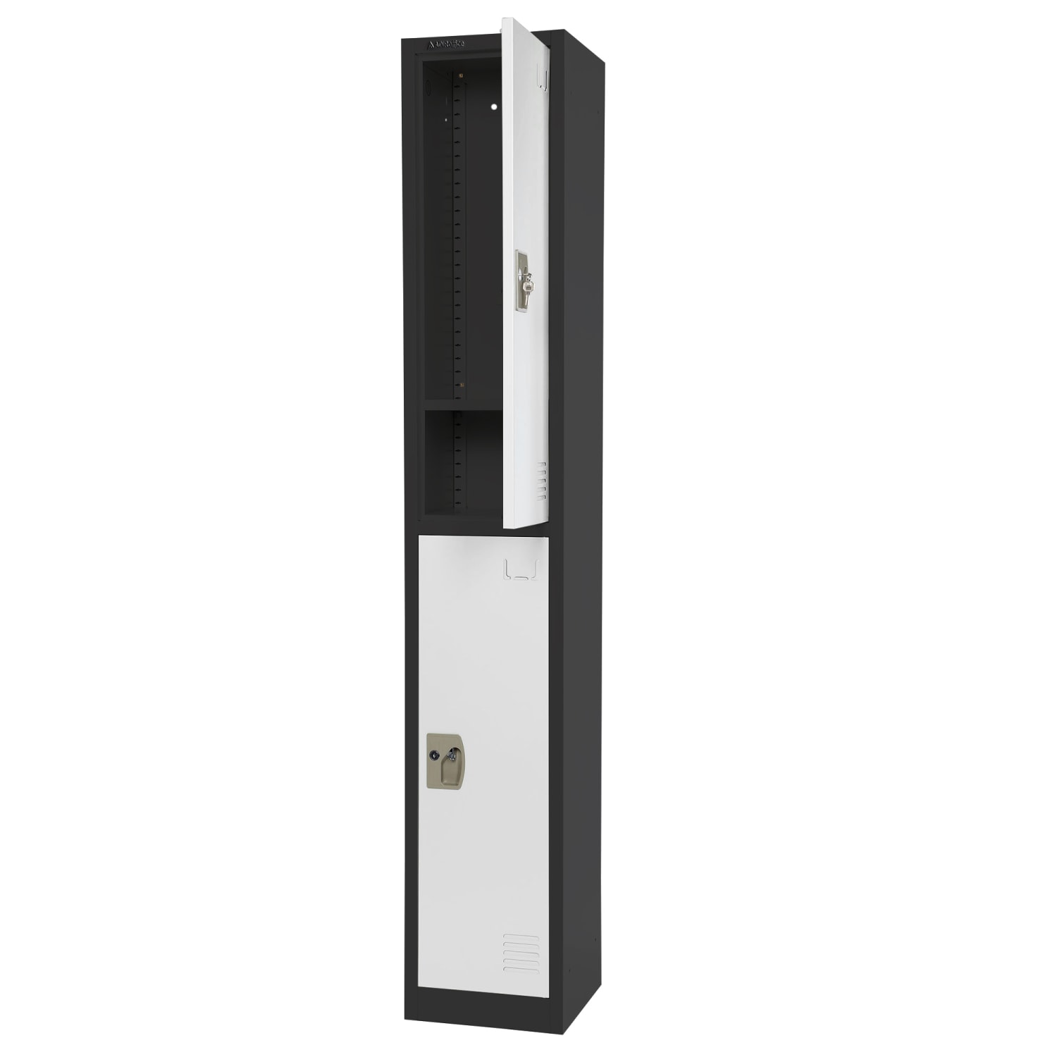 Alpine AdirOffice 2-Tier Steel Locker, 72inH x 12inW x 12inD, Black/White - Image 5
