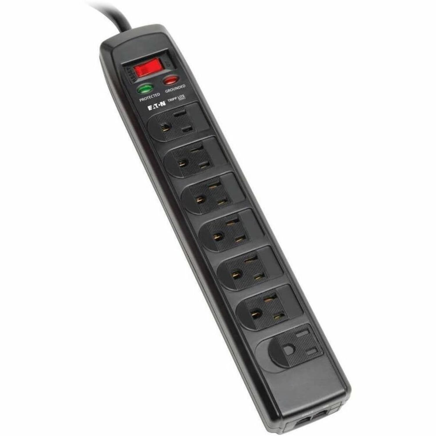 Tripp Lite Surge Protector Power Strip 120V 7 Outlet RJ11 6ft Cord 1440 Joule - Surge protector - 15 A - TLP706TELC - Image 3