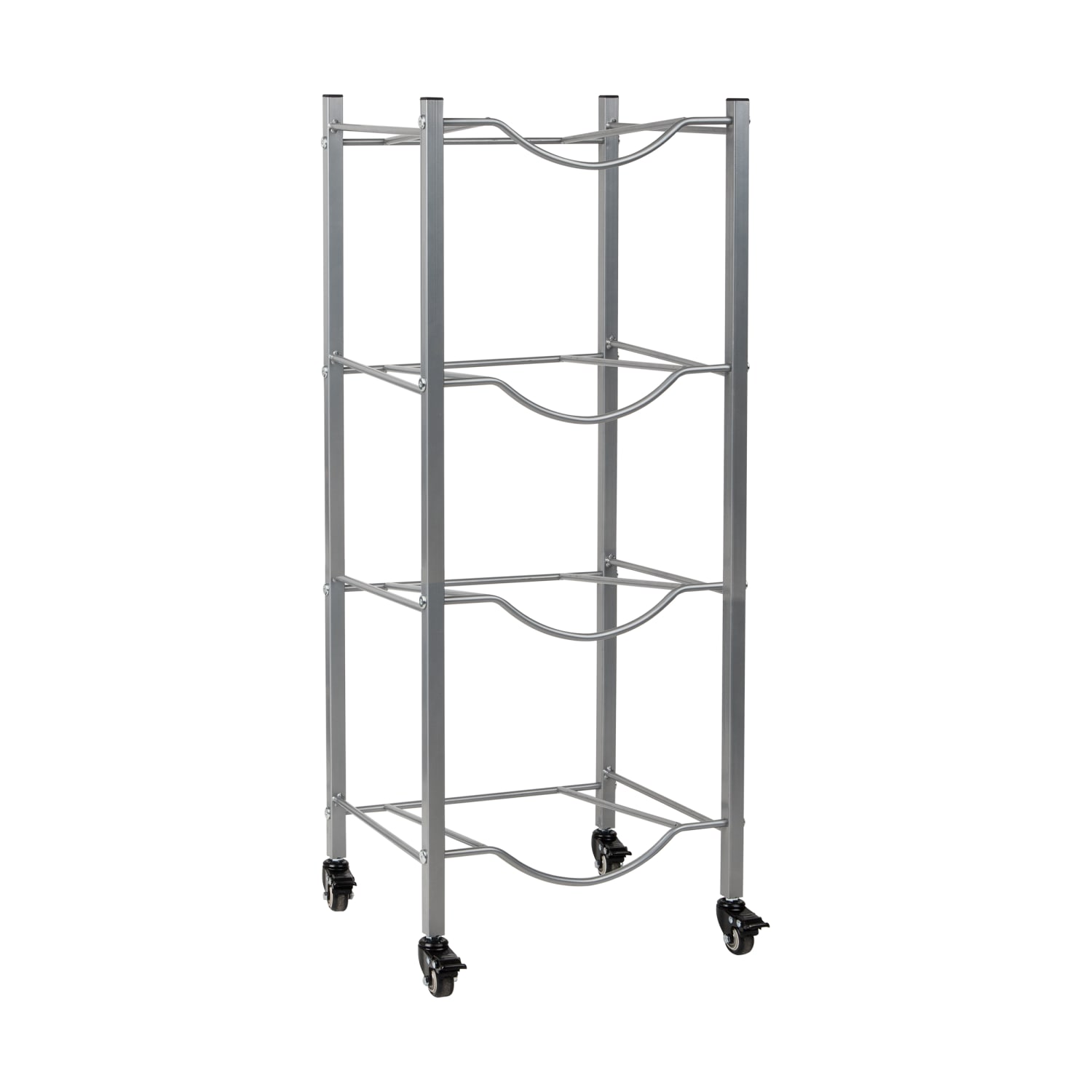 Mind Reader 5 Gallon Water Jug Stand Water 4-Tier Water Cooler Rack Wheels, 41inH x 16-1/2inL x 13-3/4 "W, Gray - Image 3