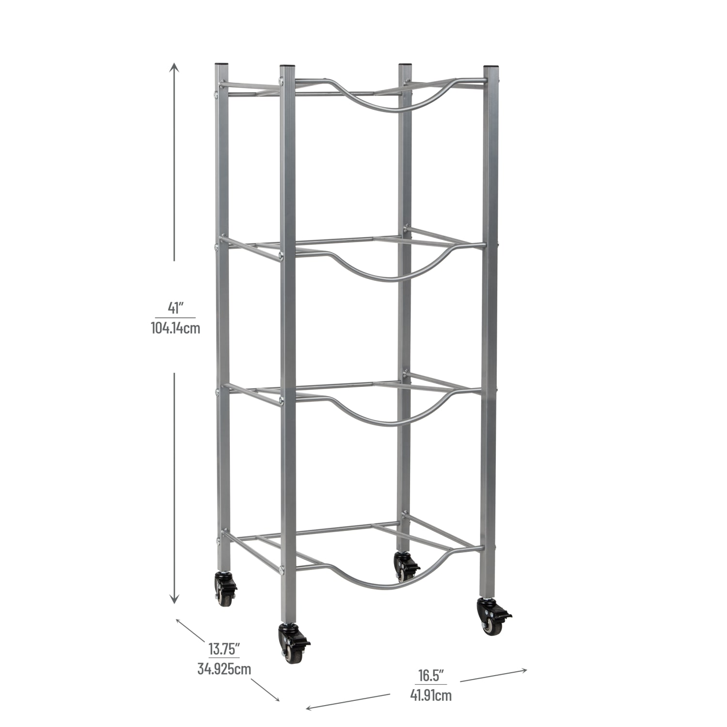 Mind Reader 5 Gallon Water Jug Stand Water 4-Tier Water Cooler Rack Wheels, 41inH x 16-1/2inL x 13-3/4 "W, Gray - Image 5