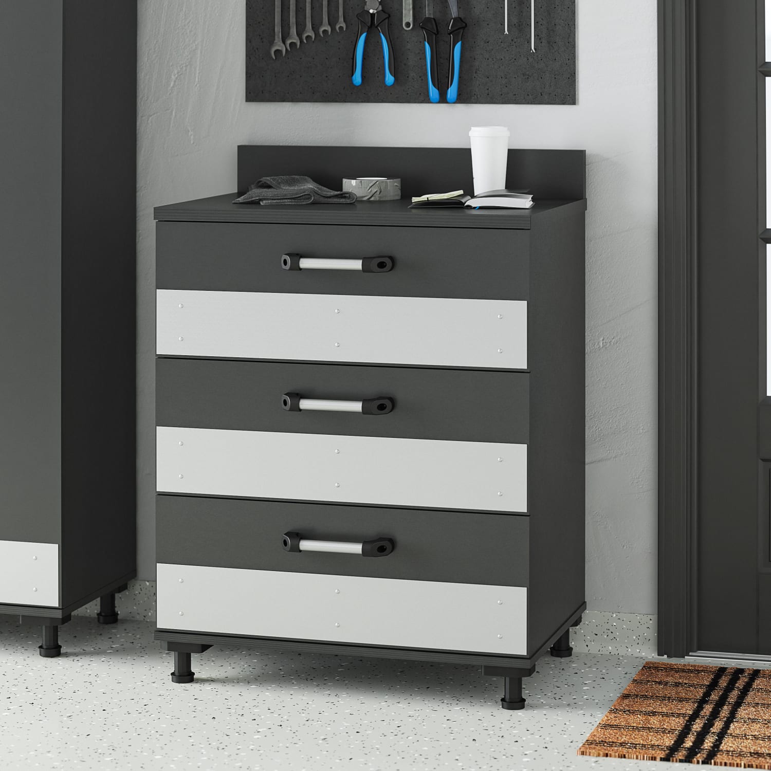 Ameriwood Home Systembuild Evolution Boss 30inW 3-Drawer Storage Cabinet, Gray - Image 3