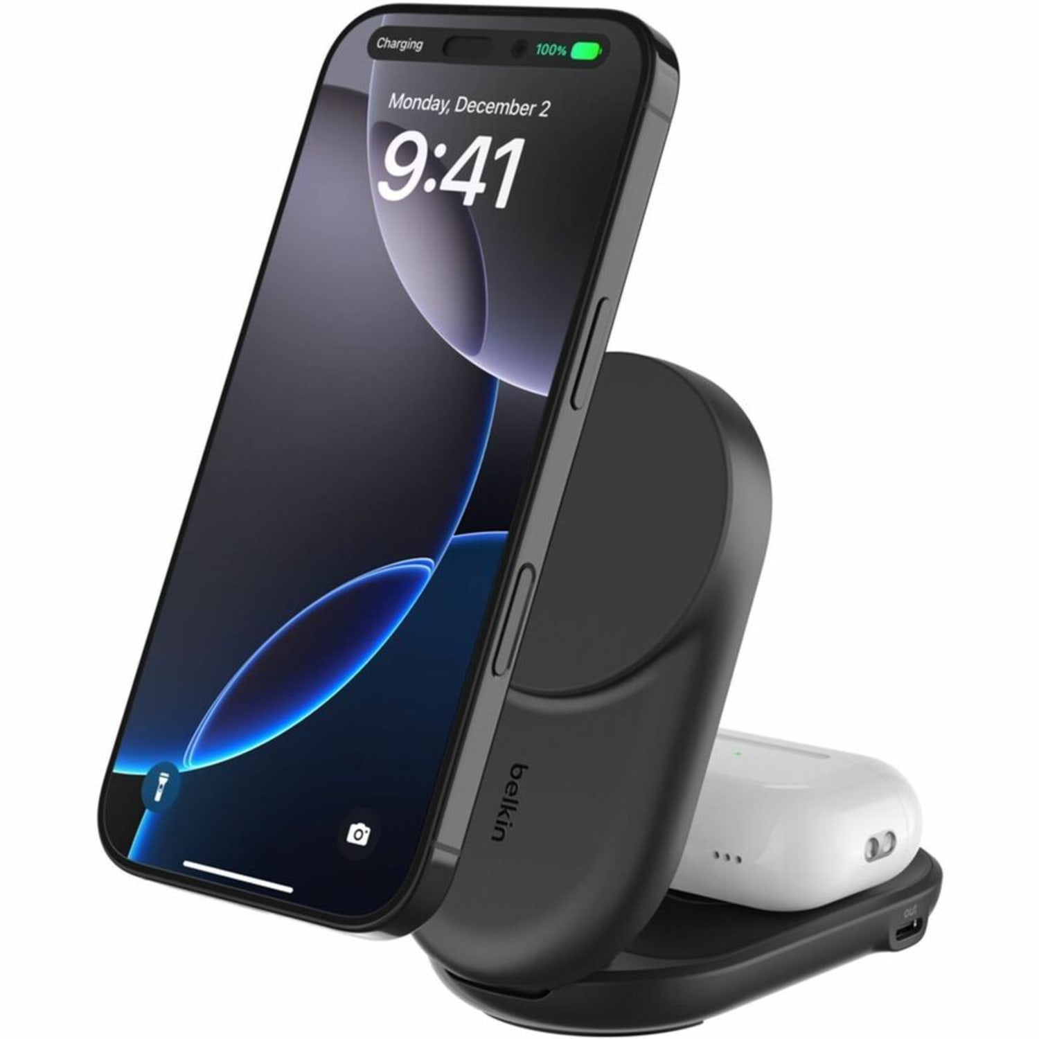 Belkin UltraCharge 2-in-1 Foldable Magnetic Charger with Qi2 25W, WIZ039TTBK - Image 3
