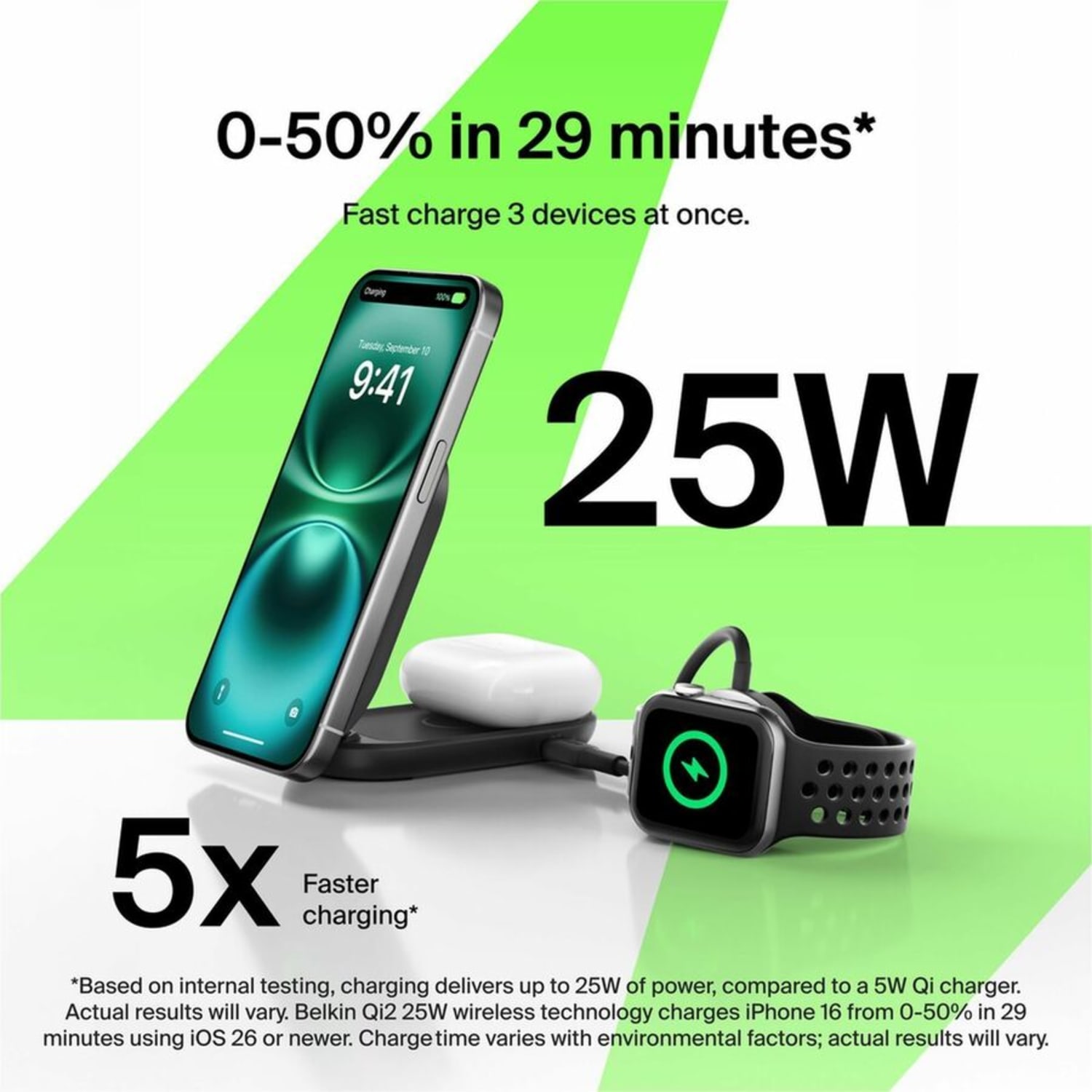 Belkin UltraCharge 2-in-1 Foldable Magnetic Charger with Qi2 25W, WIZ039TTBK - Image 4