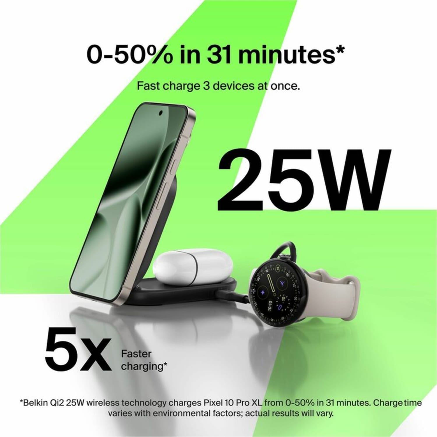 Belkin UltraCharge 2-in-1 Foldable Magnetic Charger with Qi2 25W, WIZ039TTBK - Image 5