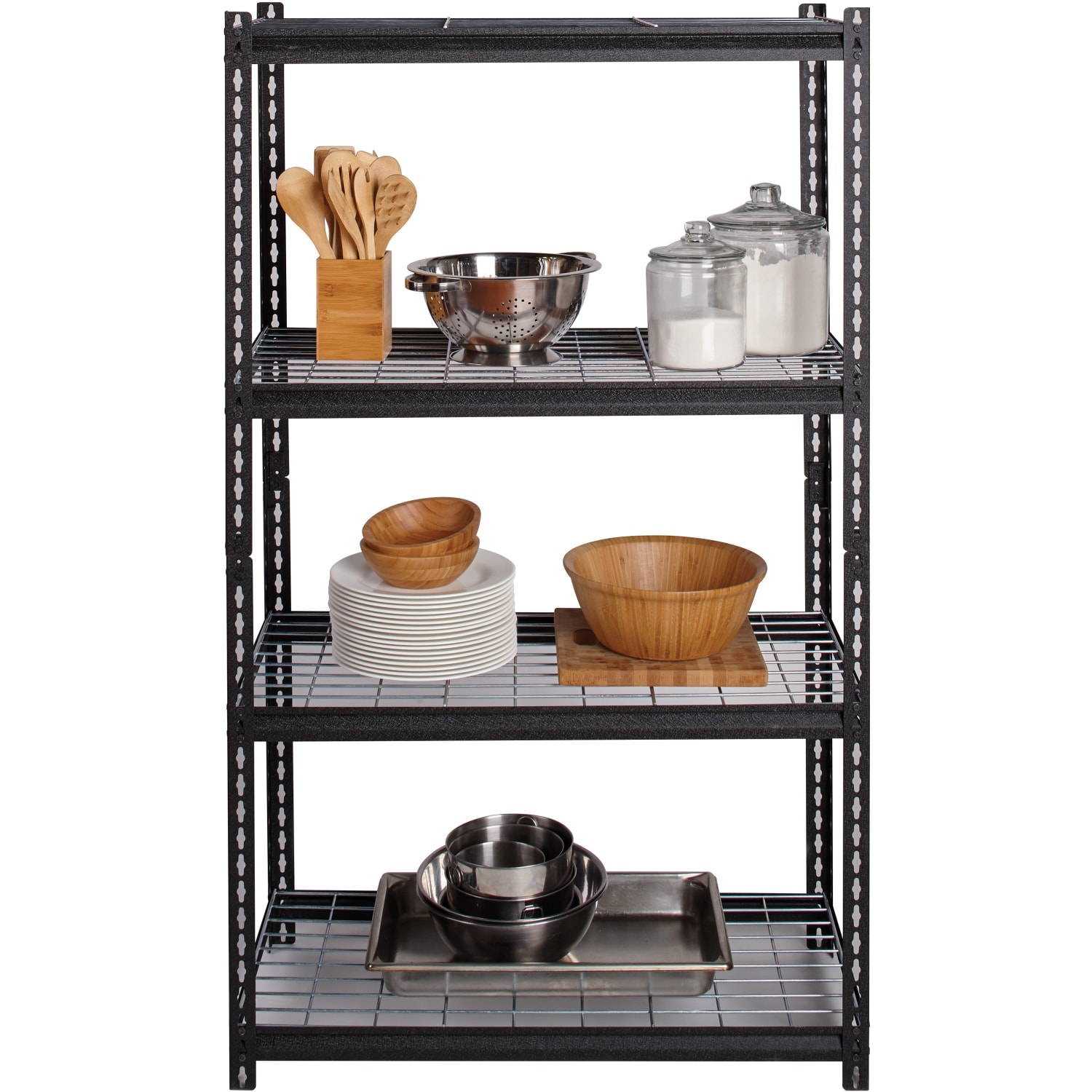 Lorell Wire Deck Shelving, 60inH x 36inW x 18inD, Recycled, Black, Steel, 1Each - Image 4