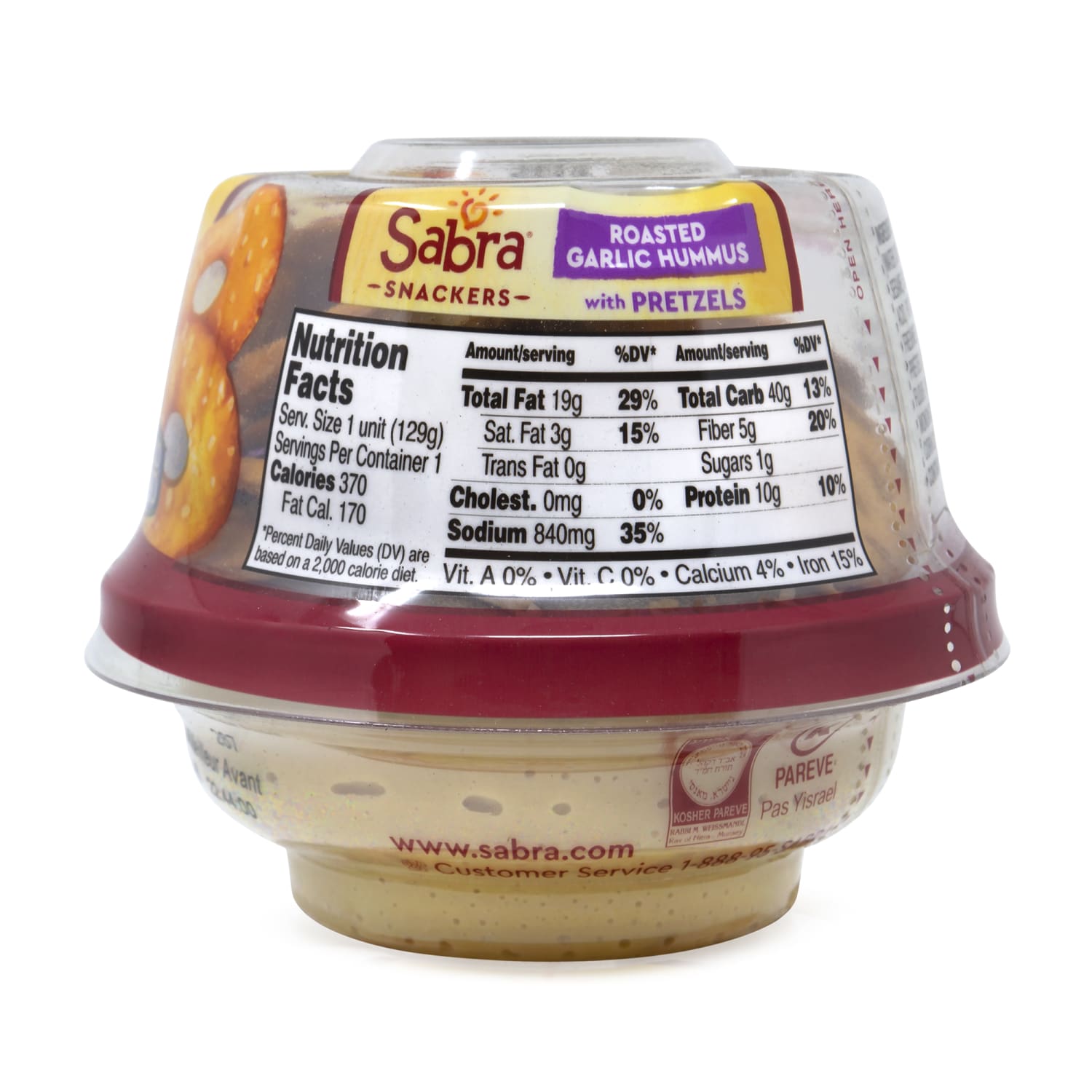 Sabra Snackers Classic Hummus With Pretzels, 4.56 Oz, Pack Of 6 Containers - Image 4