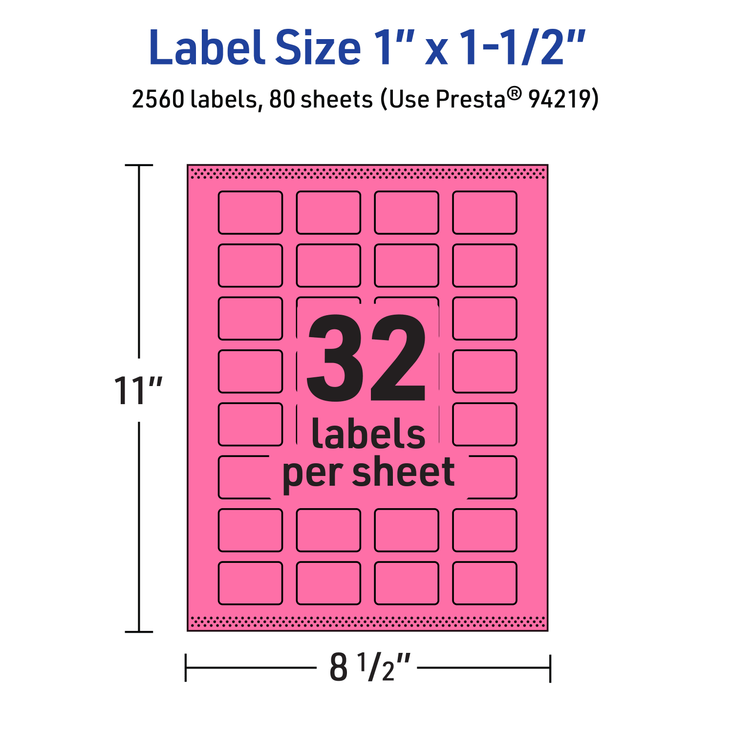 Avery Print-To-The-Edge Labels With Sure Feed Technology And Easy Peel, 94219-BPP80, Rectangle, 1in x 1-1/2in, Matte Bright Pink, Pack of 2560 - Image 6