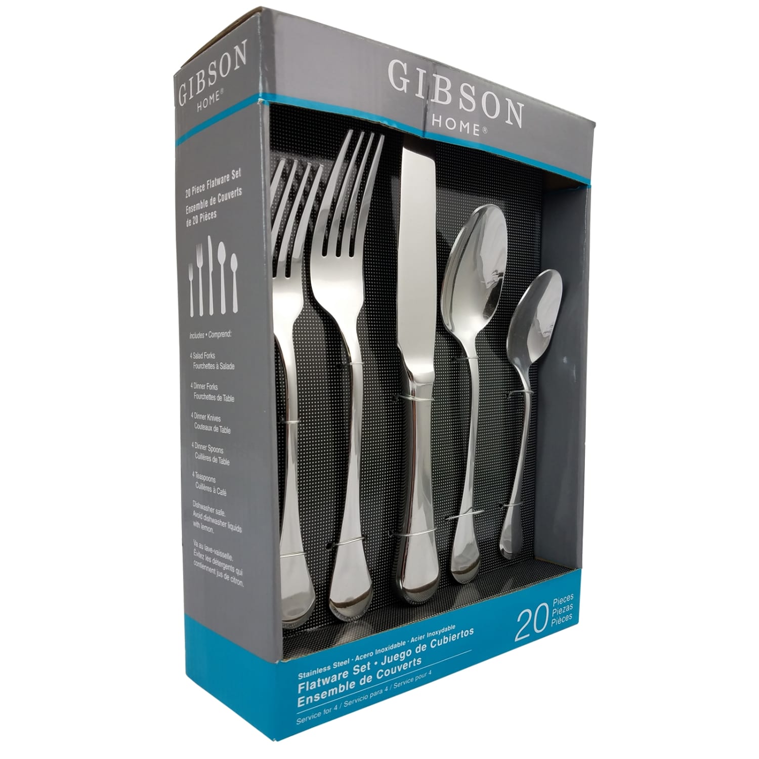 Gibson Home Classic Manchester 20-Piece Flatware Set, Silver - Image 5