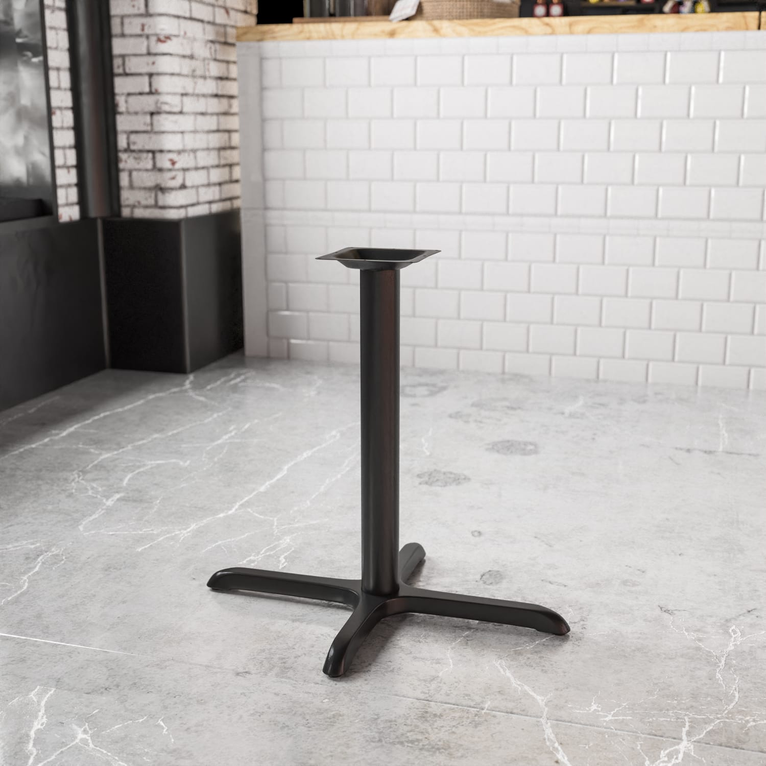 Flash Furniture Restaurant Table X-Base With 3ft"-Diameter Table-Height Column, 28-1/4inH x 23-3/4inW x 30inD, Black - Image 3