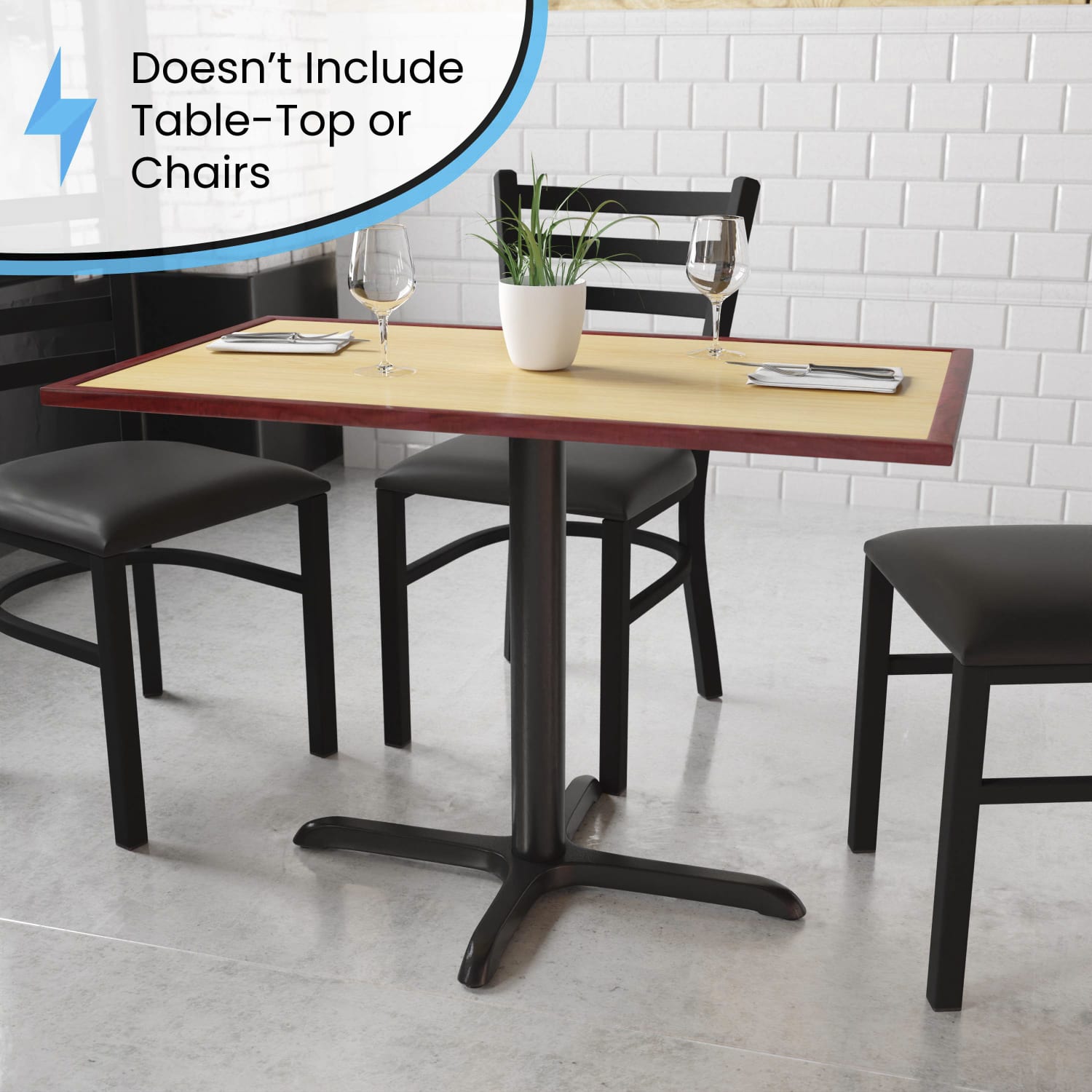 Flash Furniture Restaurant Table X-Base With 3ft"-Diameter Table-Height Column, 28-1/4inH x 23-3/4inW x 30inD, Black - Image 4