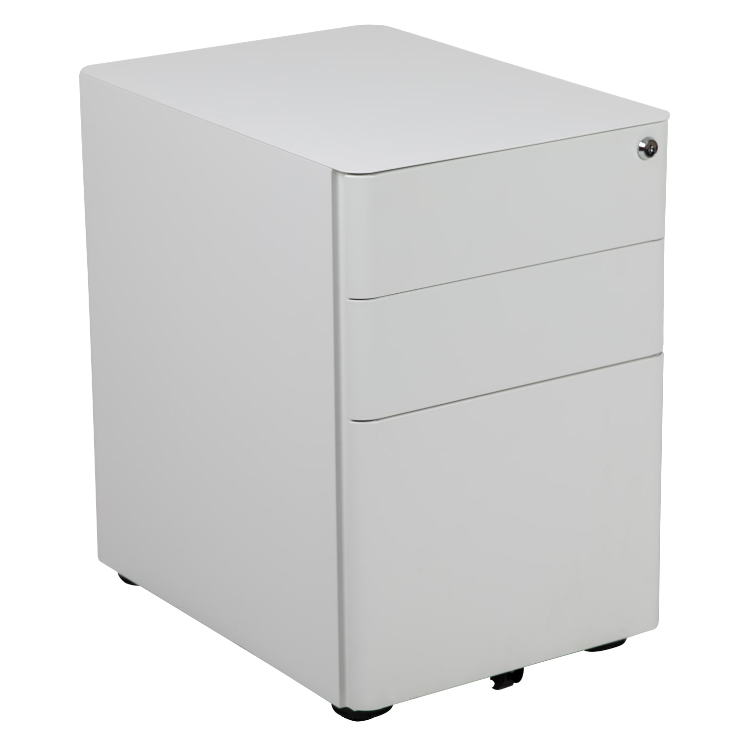 Flash Furniture Modern 21inD Vertical 3-Drawer Mobile Locking File Cabinet, White - Image 3
