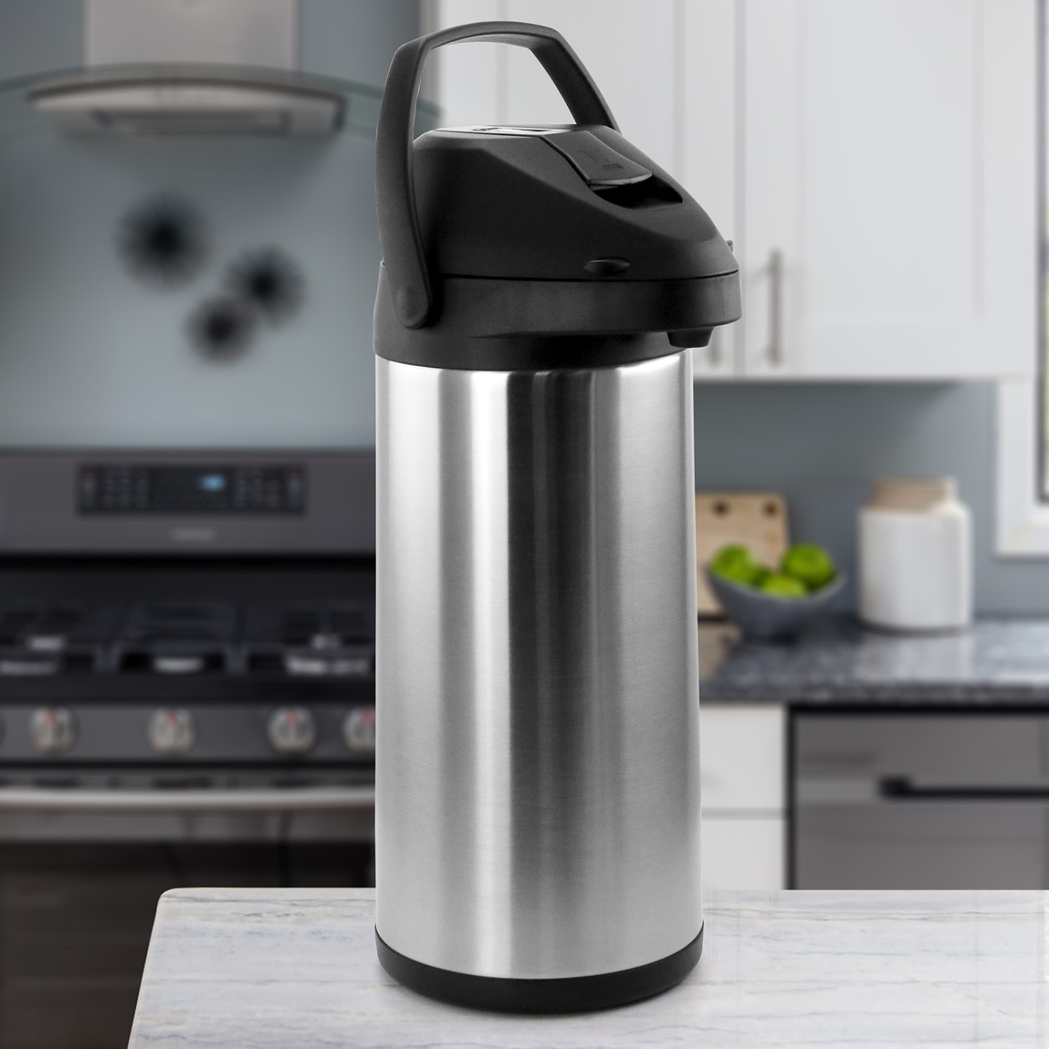 MegaChef 5 L Stainless-Steel Airpot Hot Water Dispenser For Coffee And Tea, Silver/Black - Image 3