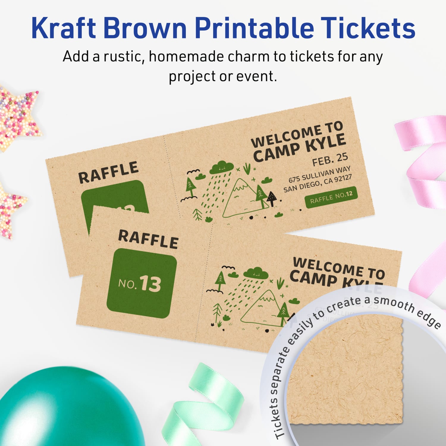 Avery Printable Tickets, 2-1/8inx5.5in, Kraft Brown, Pack Of 200 - Image 3