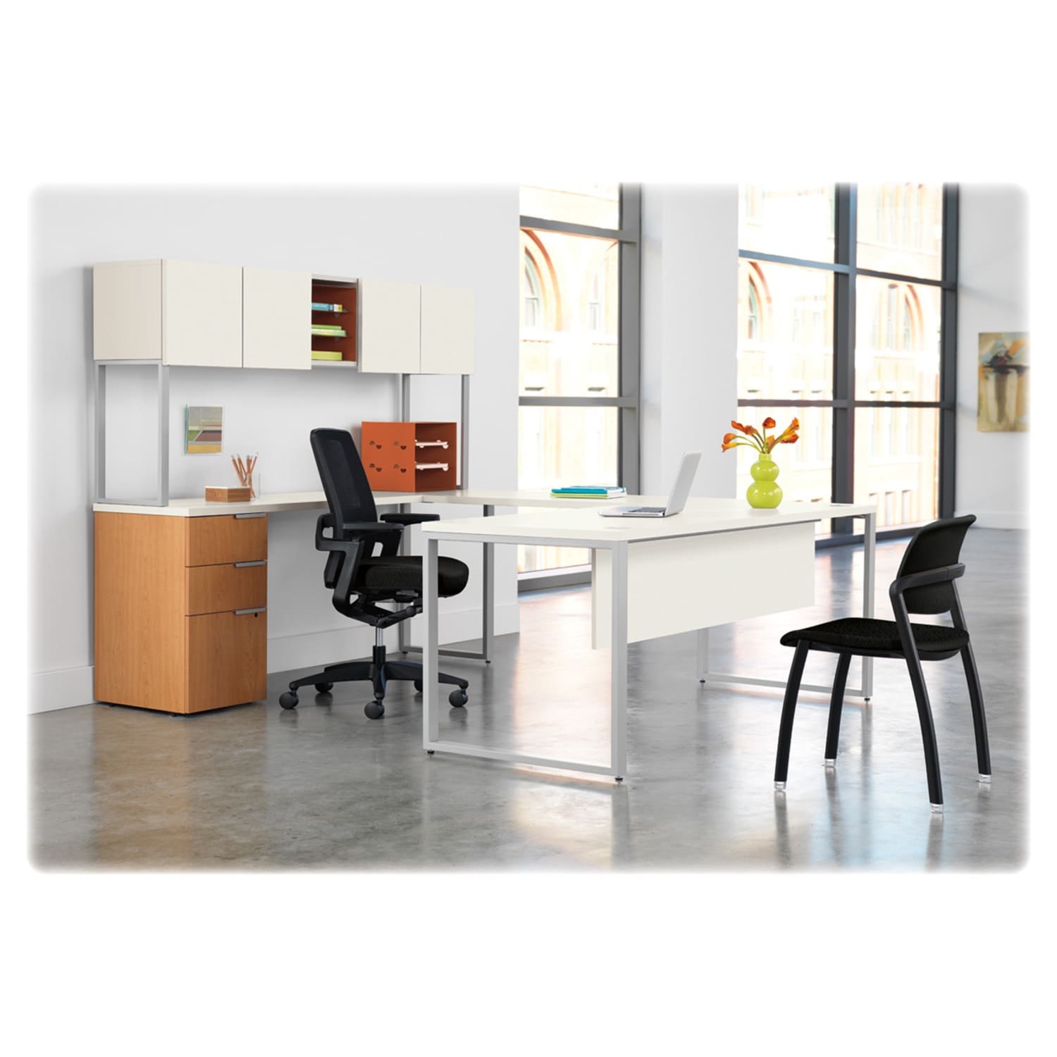 HON Voi O-Leg Support For Low Credenza And Rectangular Worksurface, Platinum Metallic - Image 5