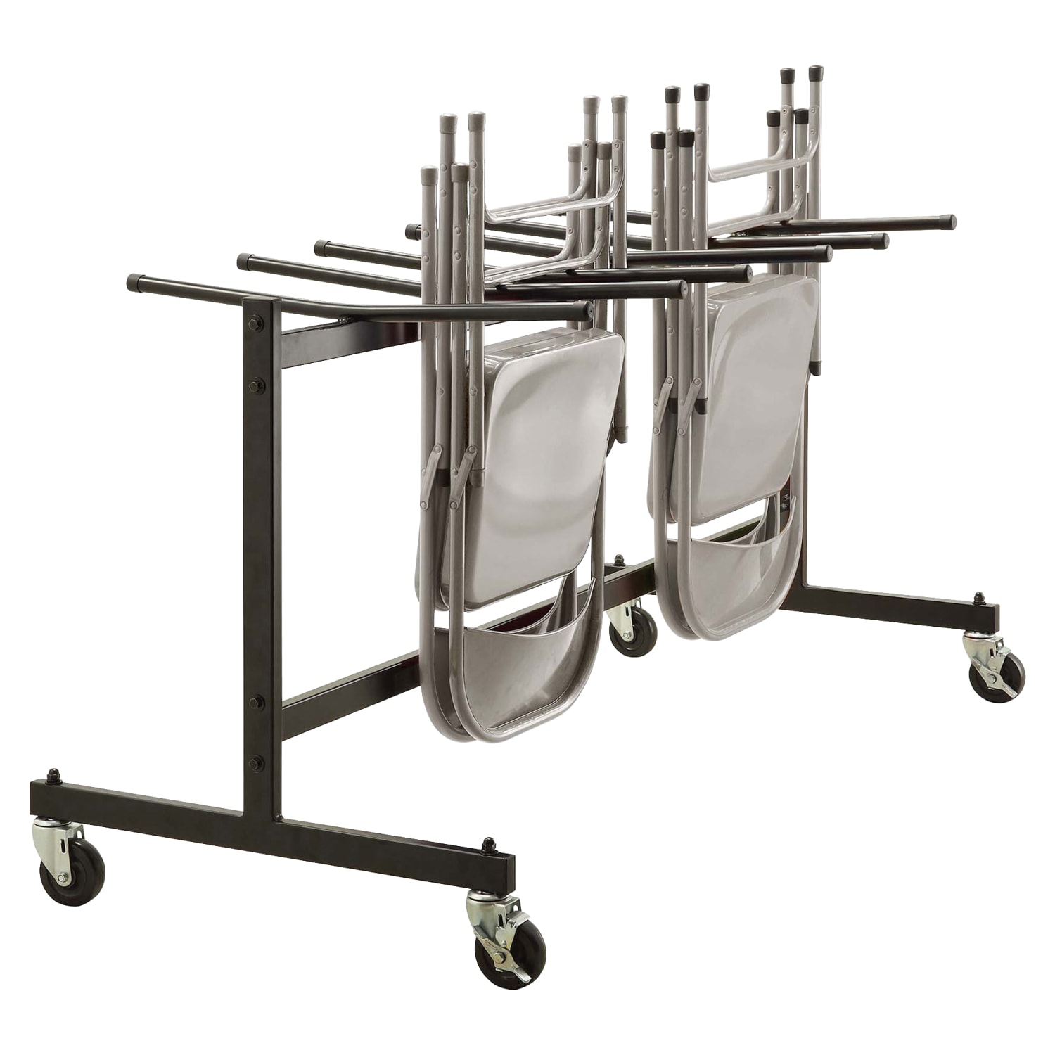 Lorell Folding Chair Trolley, Black - Image 3