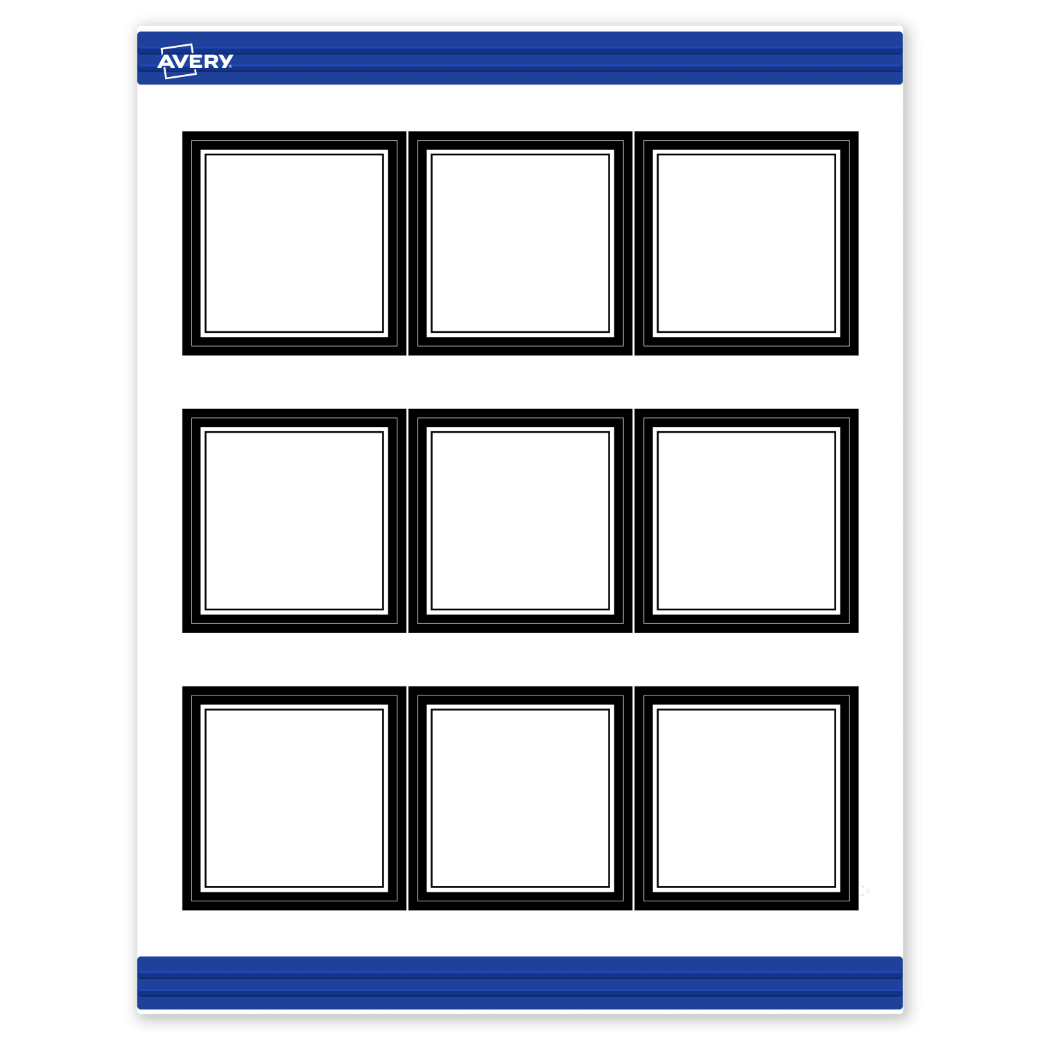 Avery Printable Cards With Sure Feed Technology, 2-1/2in x 2-1/2in, Matte White With Black Border, Pack Of 90