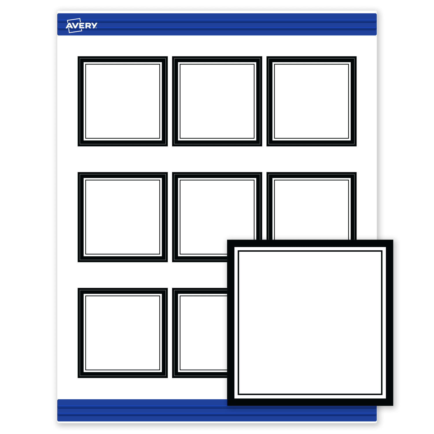 Avery Printable Cards With Sure Feed Technology, 2-1/2in x 2-1/2in, Matte White With Black Border, Pack Of 90 - Image 3
