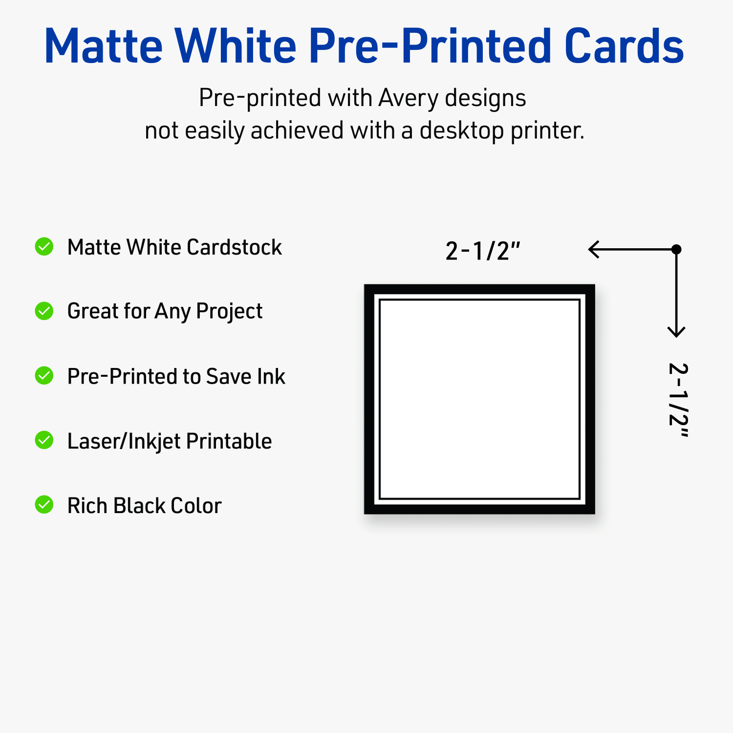 Avery Printable Cards With Sure Feed Technology, 2-1/2in x 2-1/2in, Matte White With Black Border, Pack Of 90 - Image 4