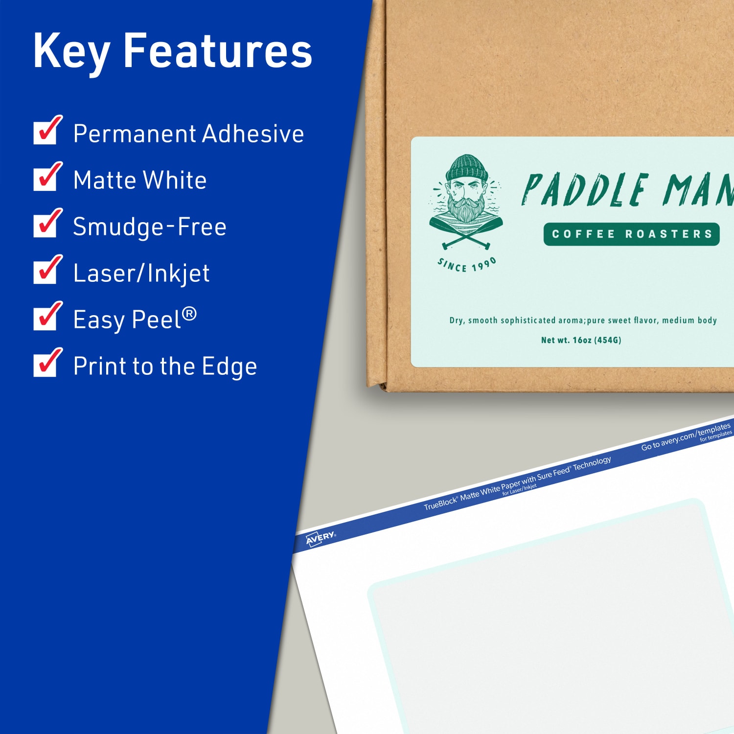 Avery Print-To-The-Edge TrueBlock Labels With Sure Feed, 94213-TWMP10, Rectangle, 3in x 5in, Matte White, Pack Of 30 - Image 3