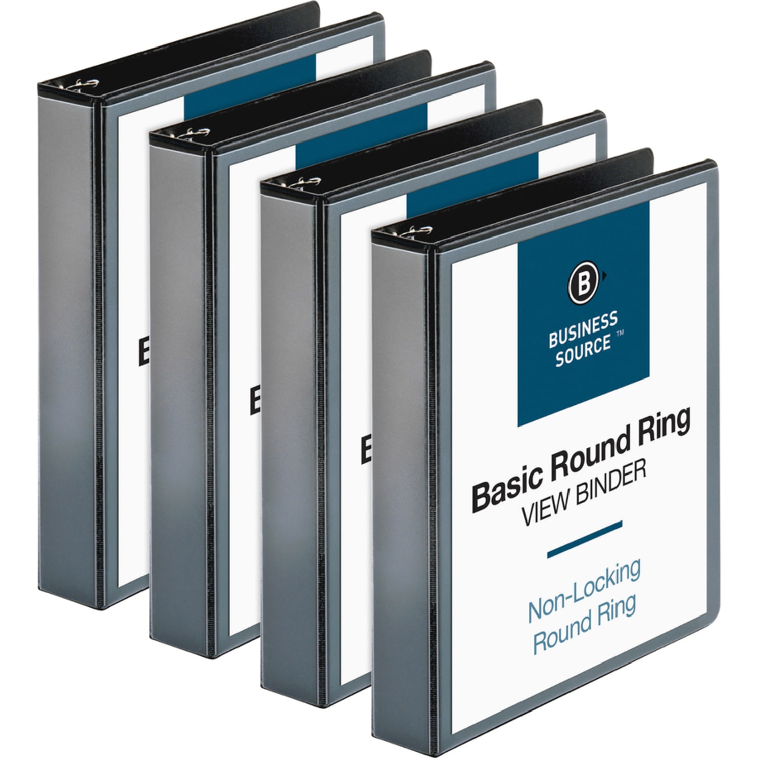 Business Source Round Ring View Binder, 1 1/2in Ring, 8 1/2in x 11in, Black, Pack Of 4 - Image 5