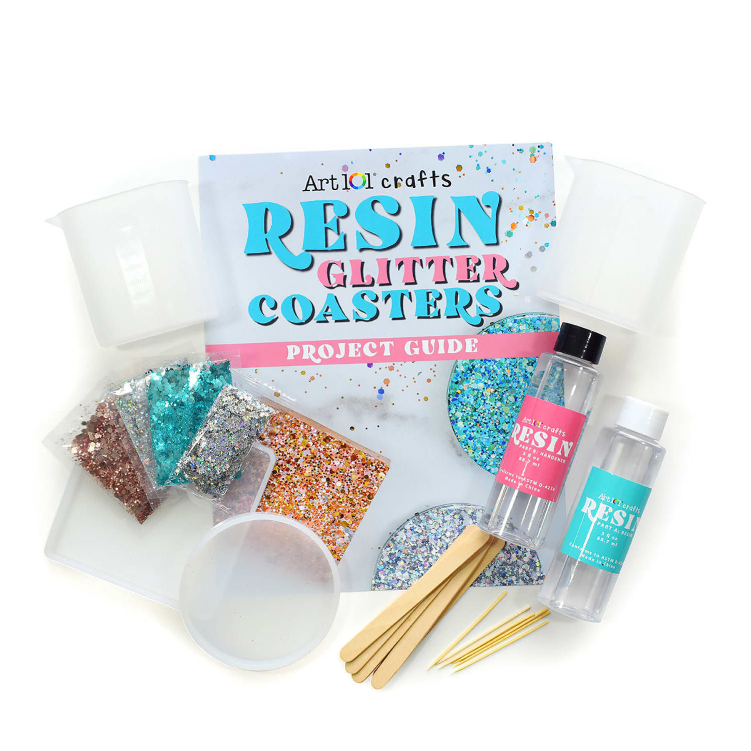 Art 101 Resin Glitter Coaster Kit - Image 3