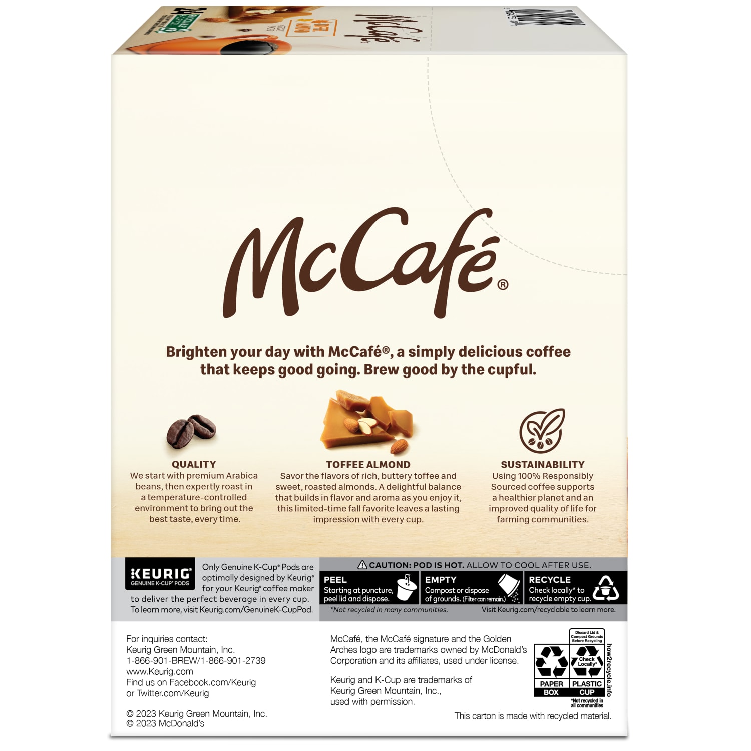 McCafe K-Cup Toffee Almond Coffee - Compatible with Keurig K-Cup Brewer - Light - 24 / Box - Image 5