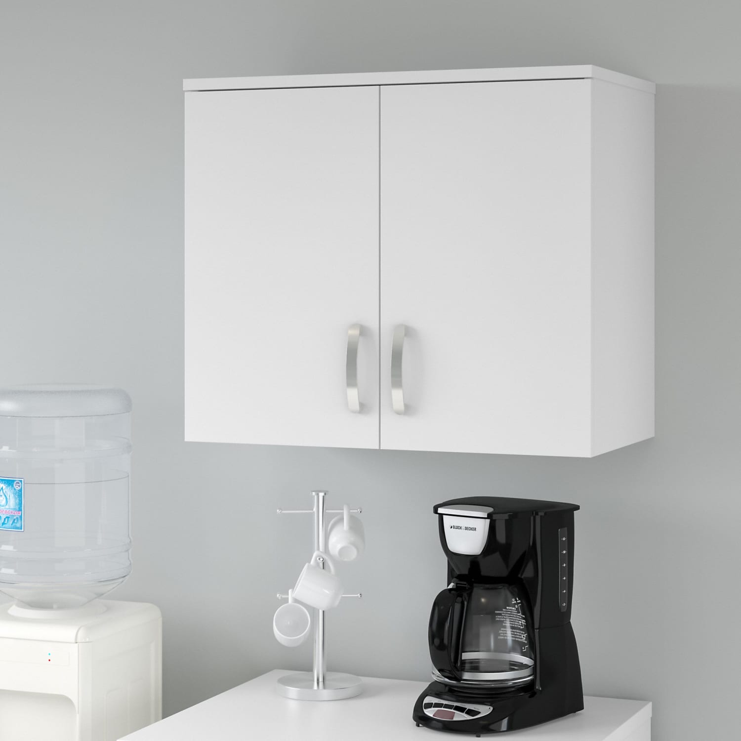 Bush Business Furniture Universal Wall Cabinet With Doors And Shelves, White, Standard Delivery - Image 3