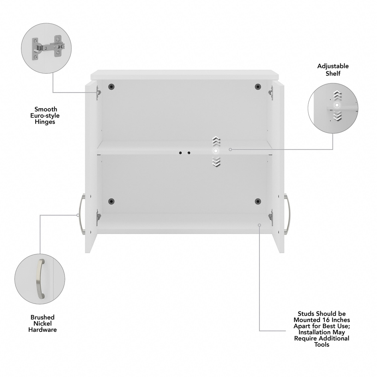 Bush Business Furniture Universal Wall Cabinet With Doors And Shelves, White, Standard Delivery - Image 4