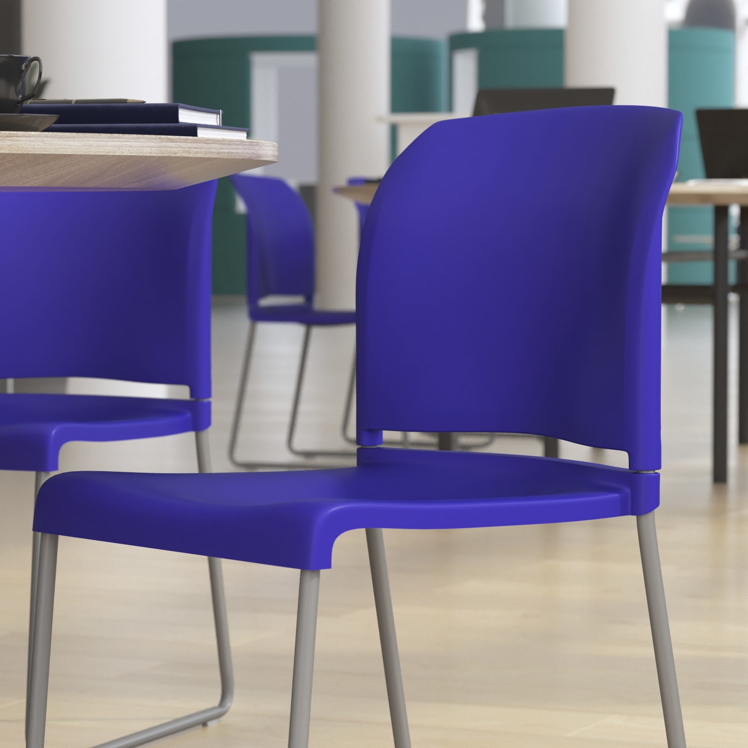 Flash Furniture HERCULES Series Full-Back Contoured Stacking Chair With Sled Base, Blue - Image 6