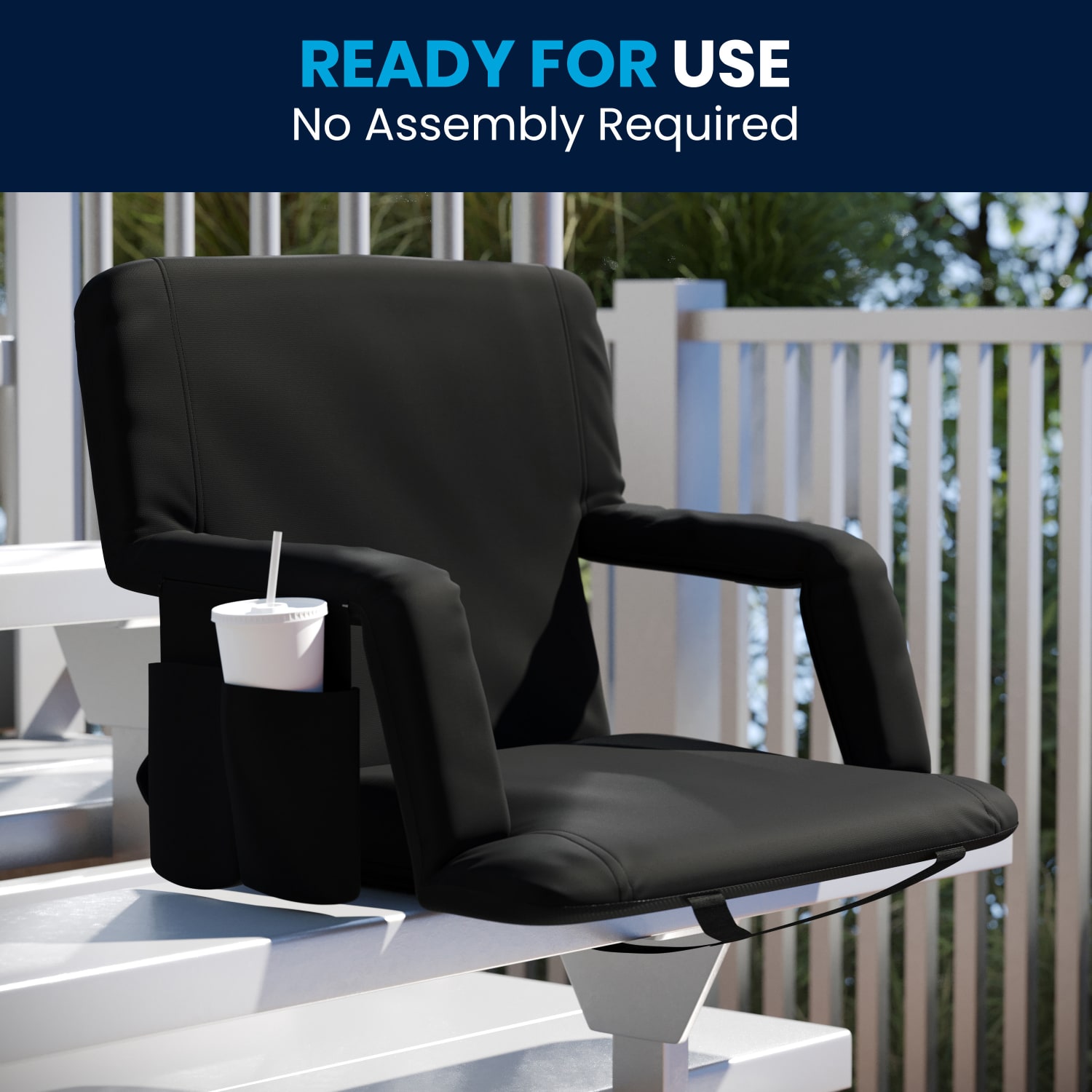 Flash Furniture Reclining Stadium Chair, Extra Wide, Black - Image 4